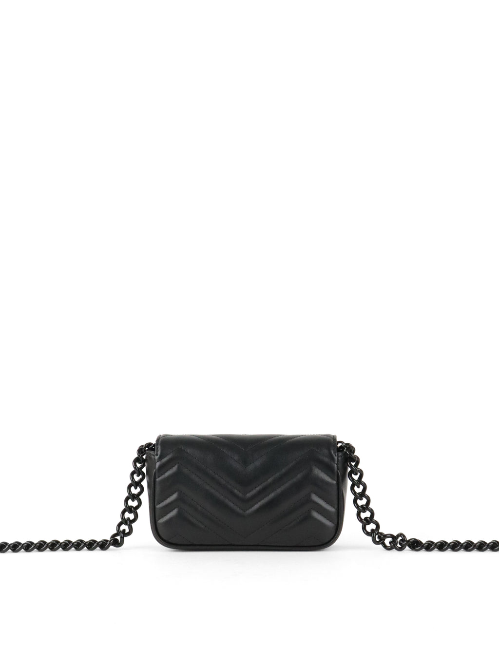 Gucci All Black Super Mini Marmont Chain Belt Bag