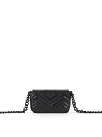 Gucci All Black Super Mini Marmont Chain Belt Bag