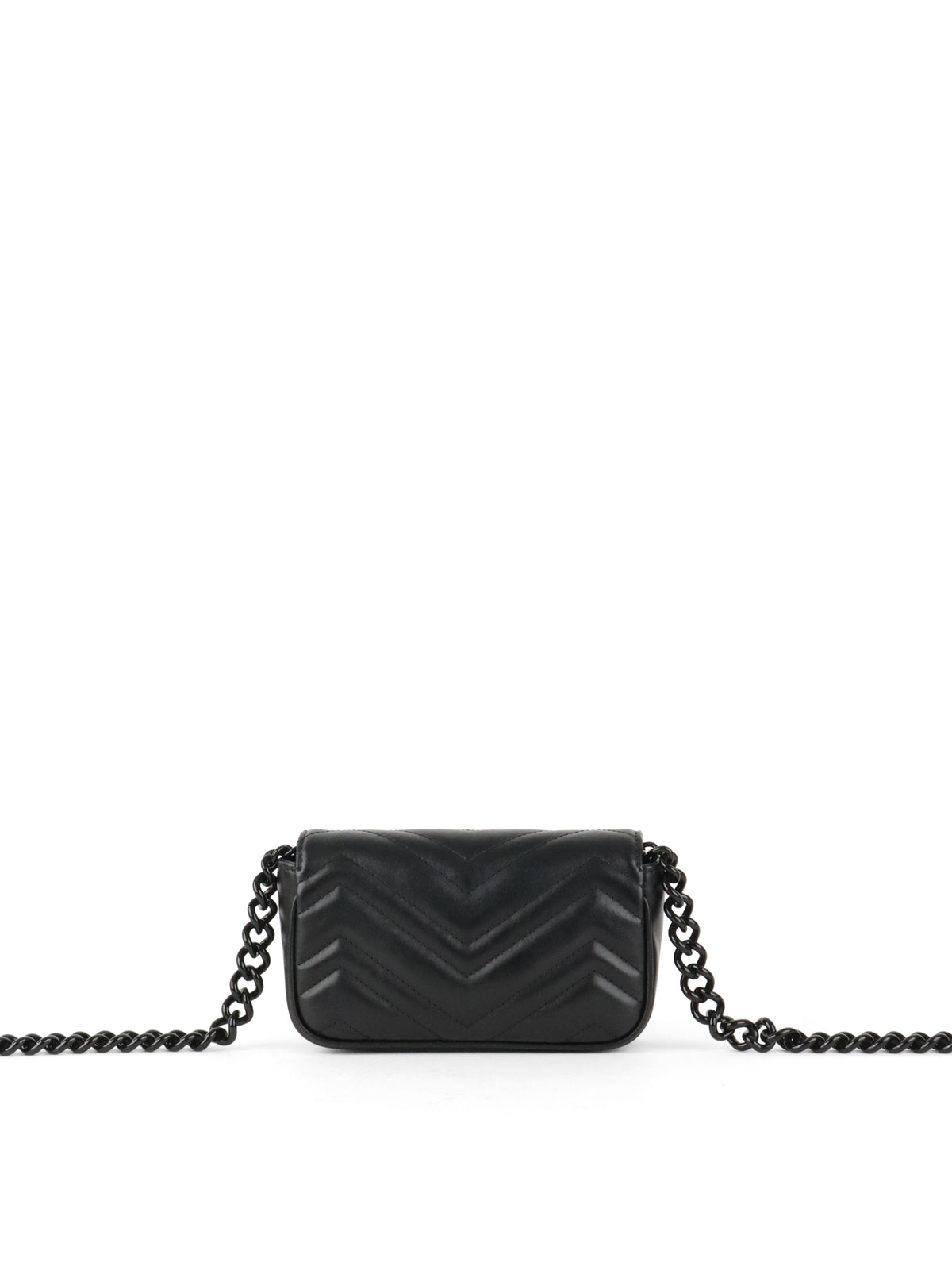 Gucci All Black Super Mini Marmont Chain Belt Bag