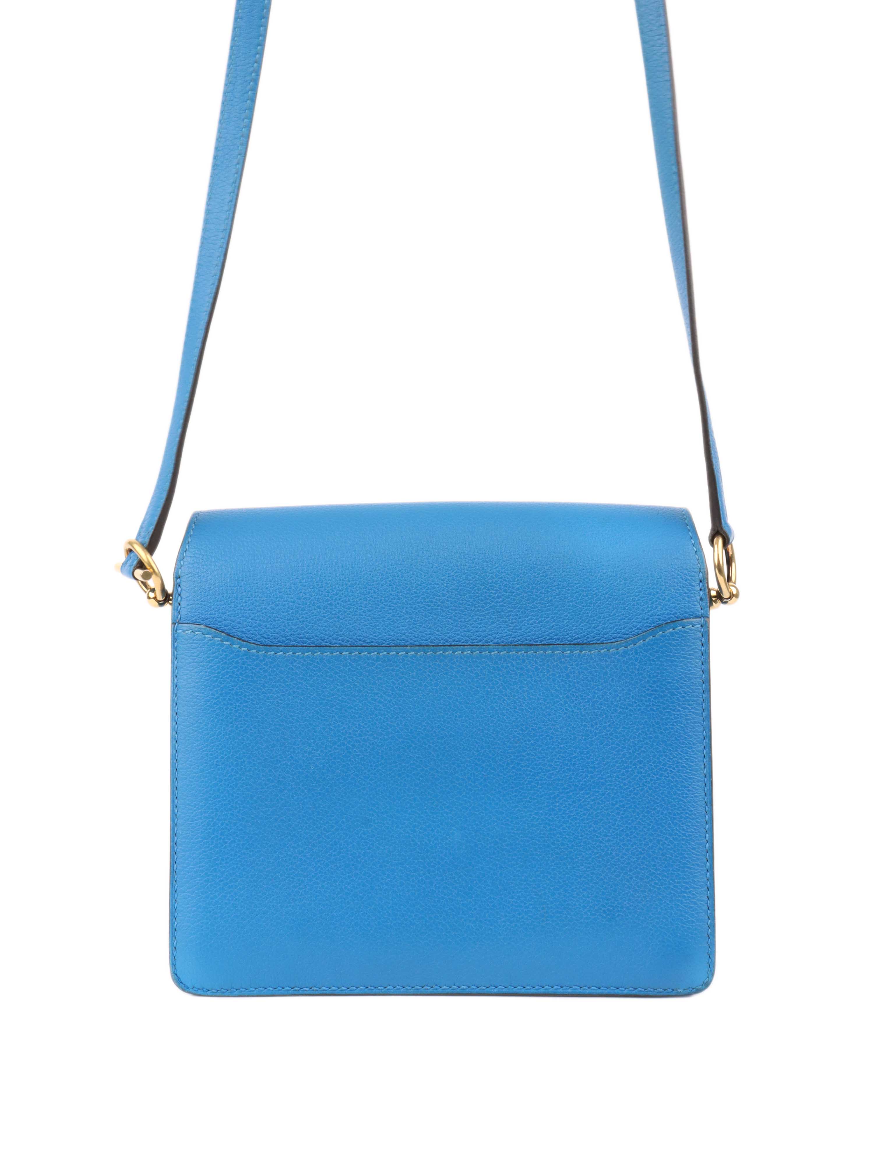 Hermes Mini Roulis Bag in Bleu Hydra GHW.