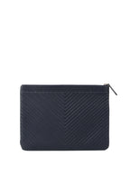 Chanel Navy Lambskin Medium Boy Chevron Pouch SHW.