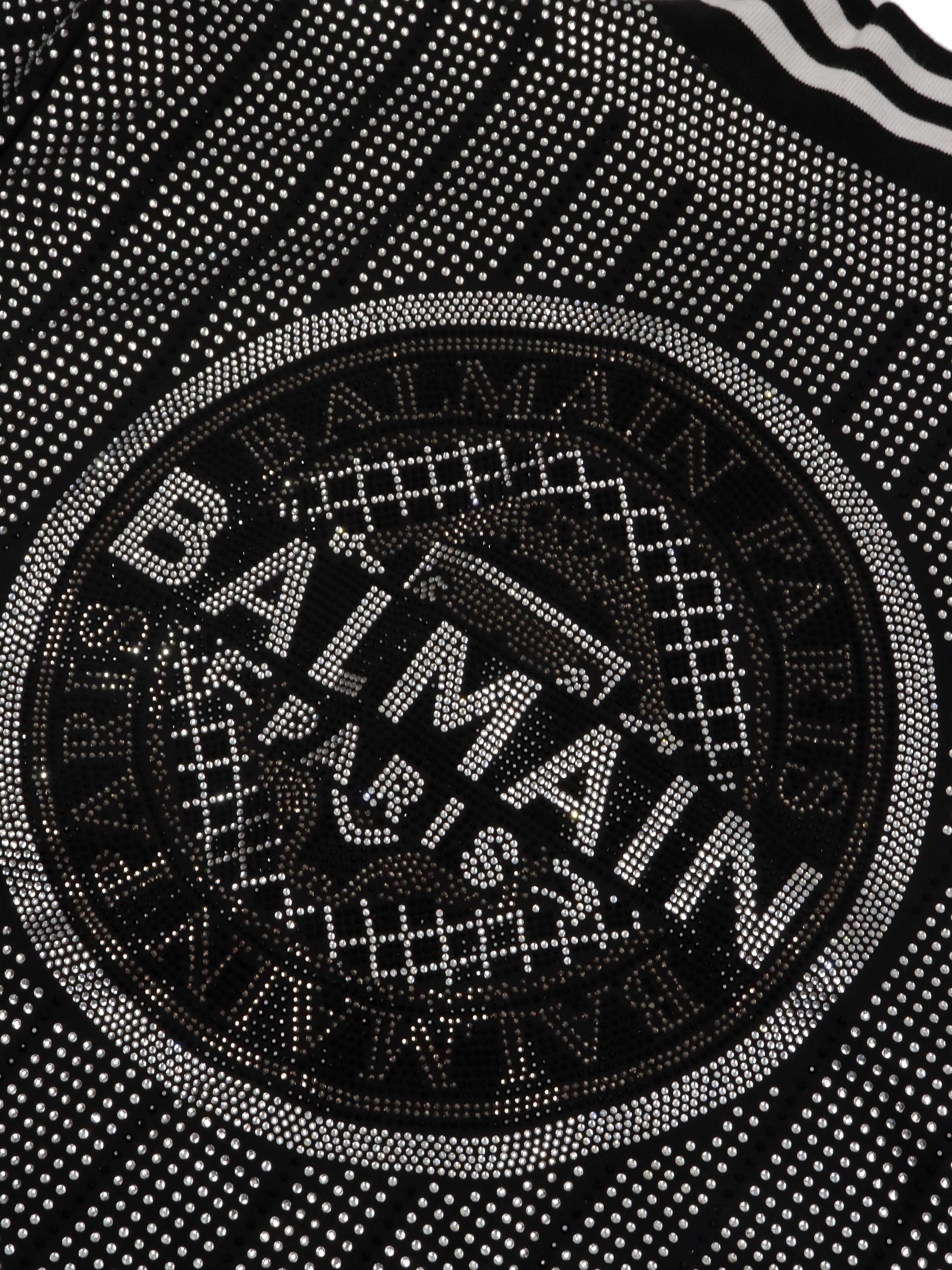 Balmain 1946 Strass Striped Bomber Jacket.