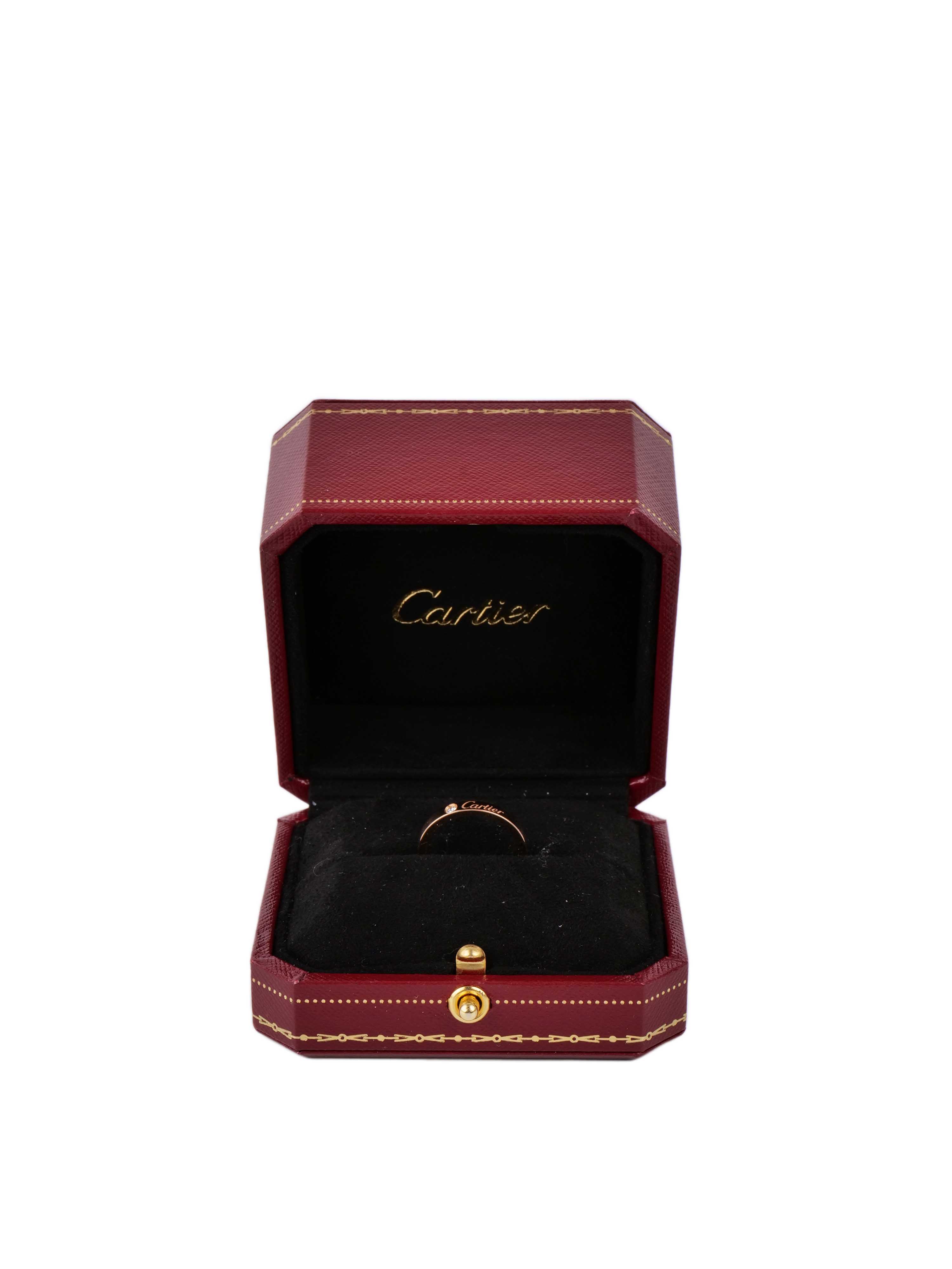 Cartier 18K Rose Gold Wedding Ring with 1 Diamond.