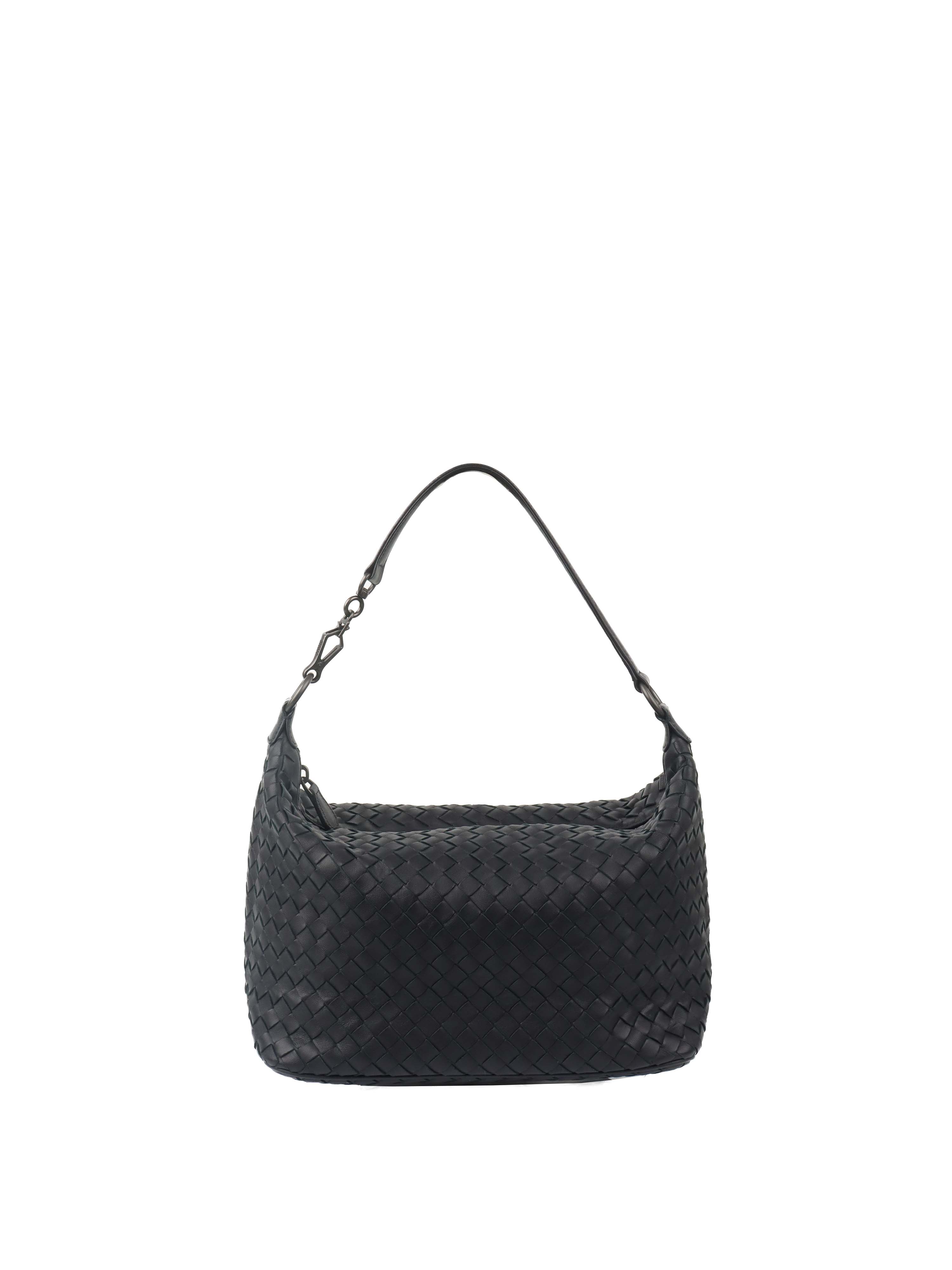 Bottega Veneta Black Intrecciato Woven Small Shoulder Bag