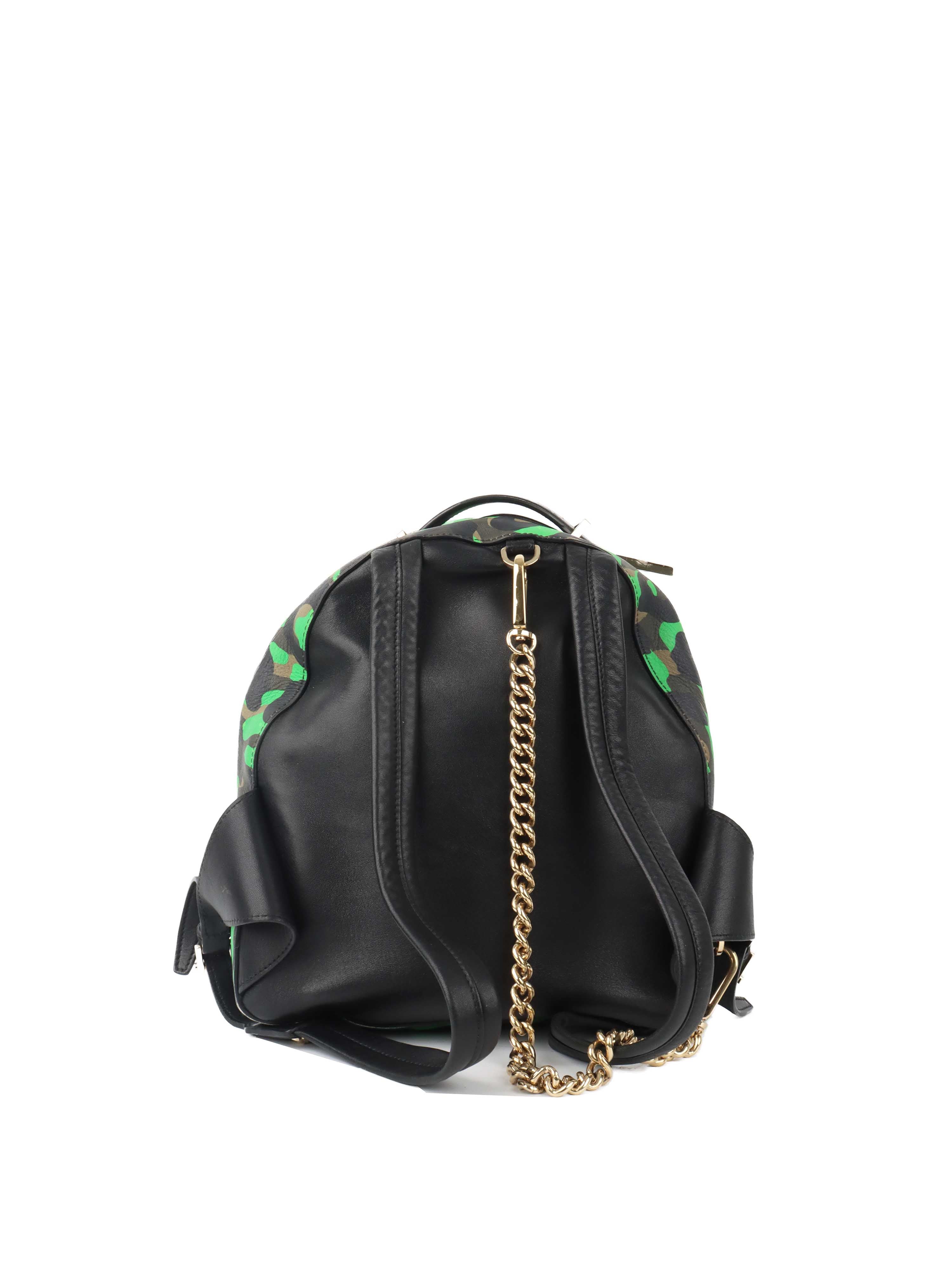 Versace Black and Green Medusa Backpack