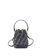 Fendi Mini Navy Fabric Mon Tresor Bucket Bag