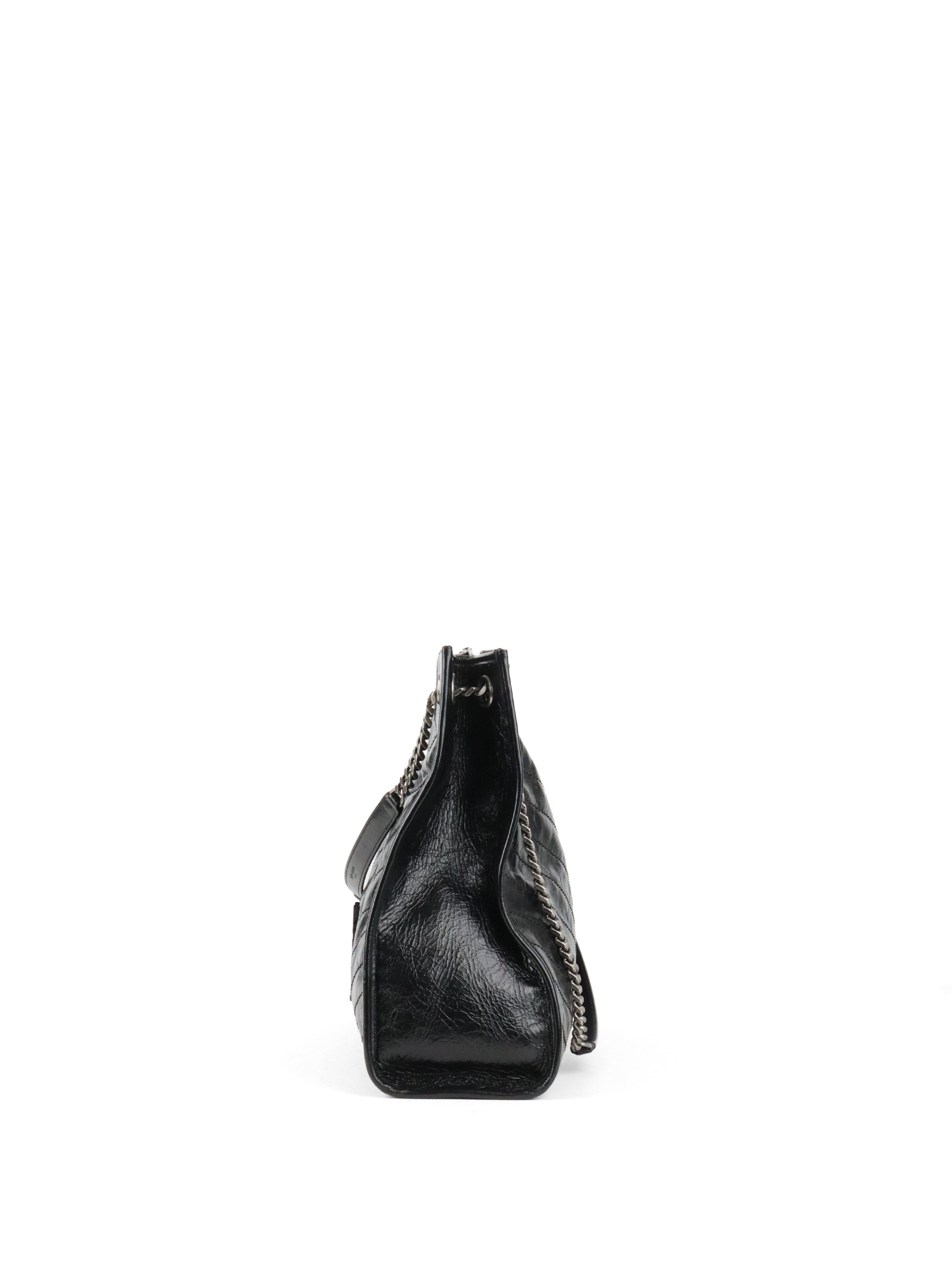 Saint Laurent Black Vintage Leather Niki Shopping Tote
