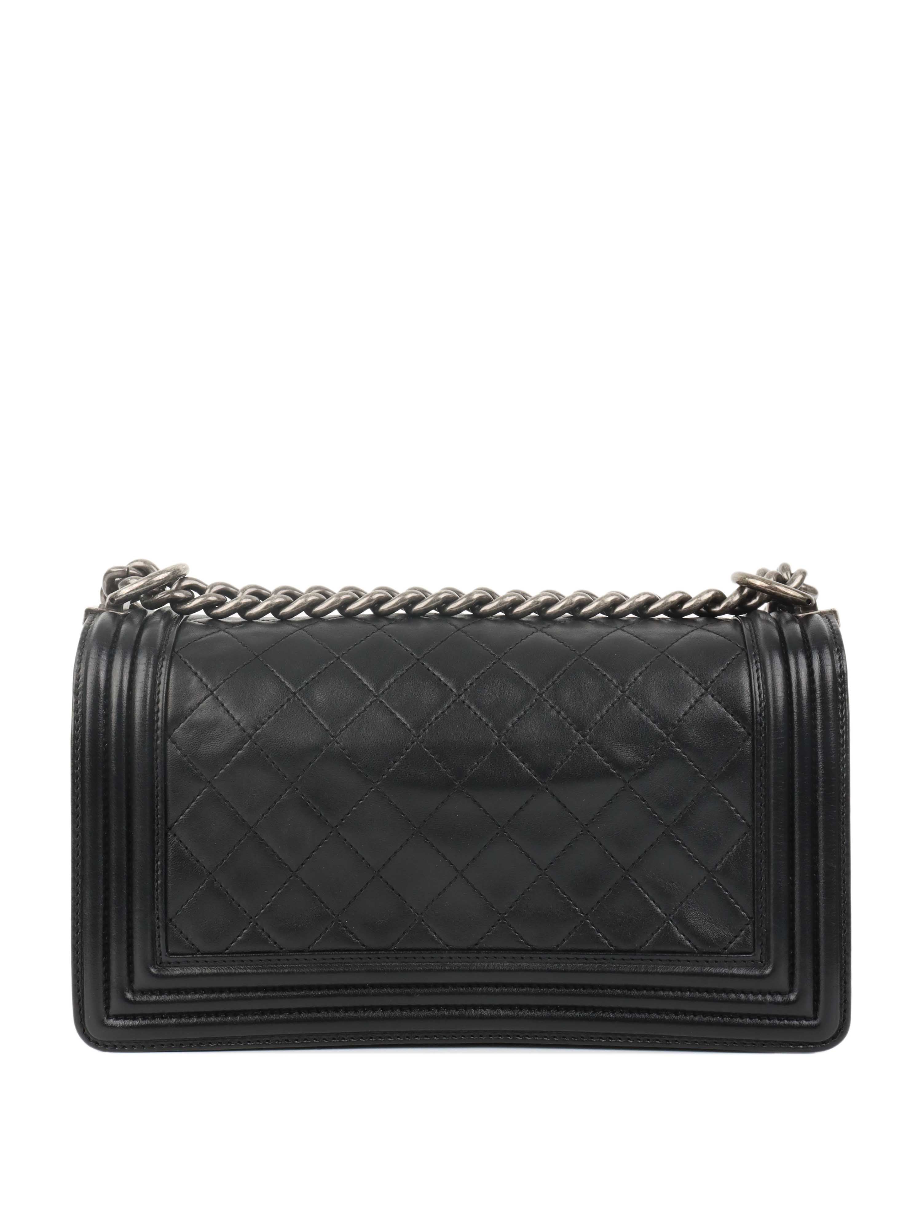 Chanel Black Medium Lambskin Boy Bag.