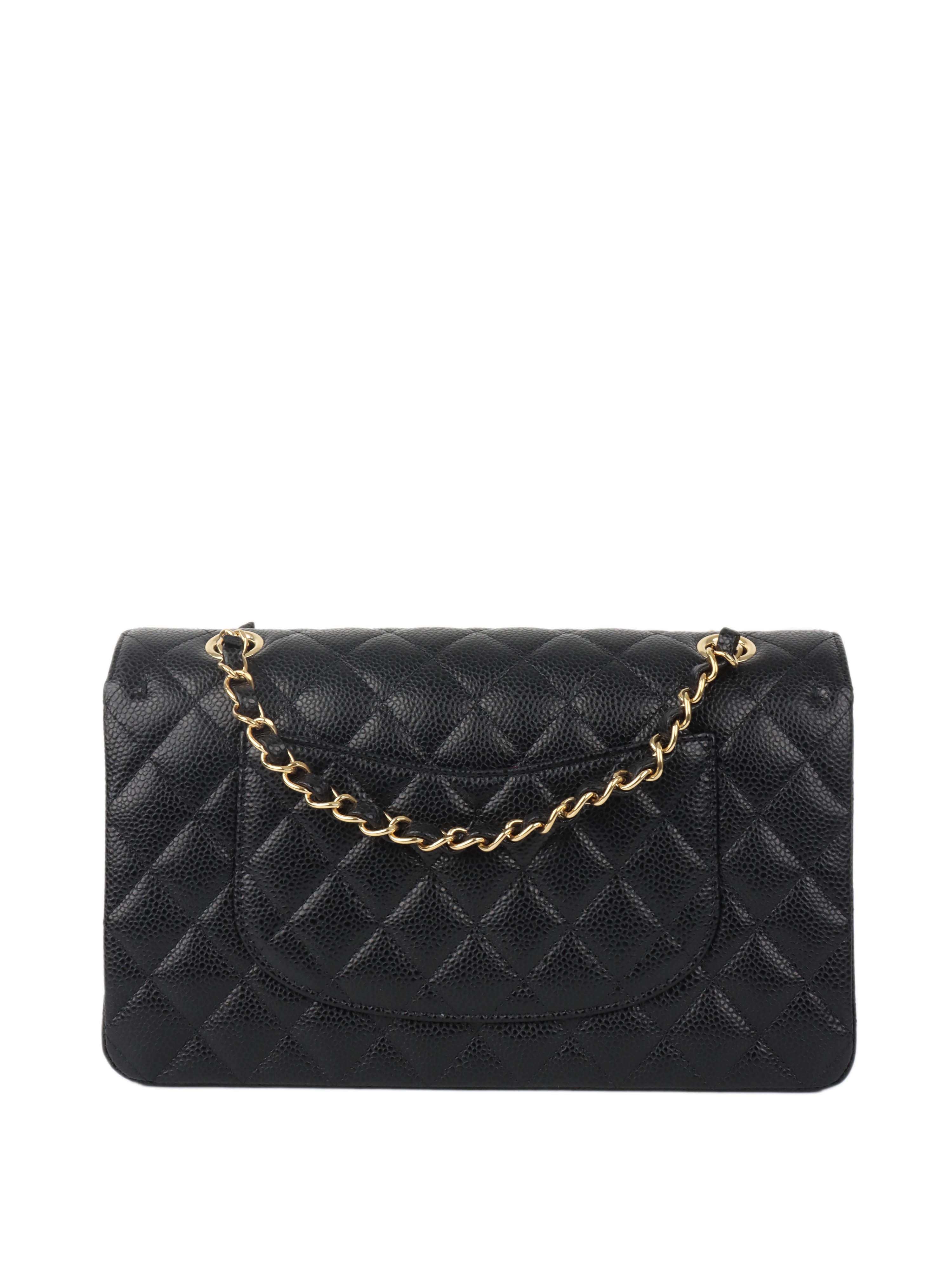 Chanel Black Medium Caviar Classic Flap GHW.