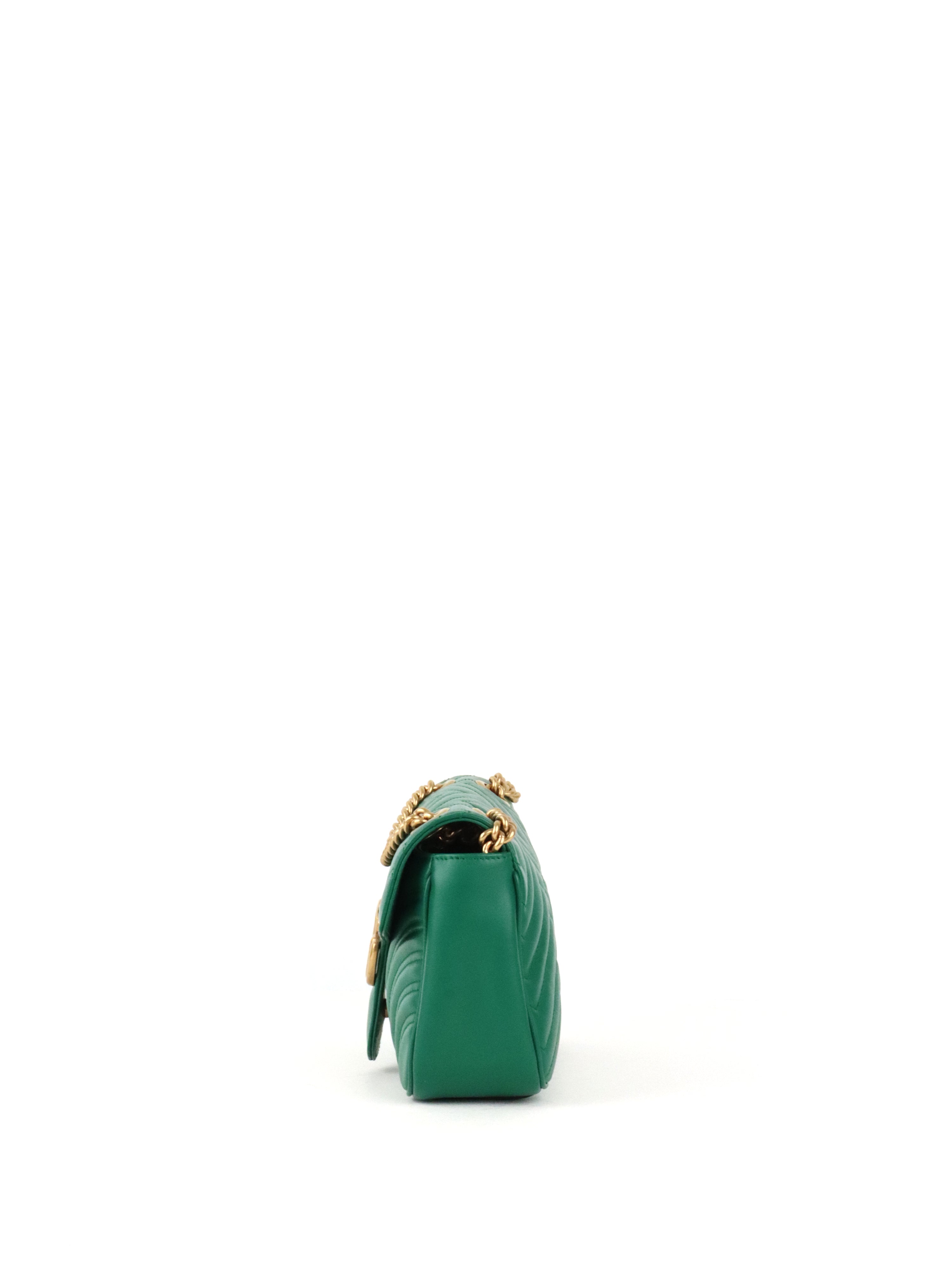 Gucci Medium Green GG Marmont Shoulder Bag