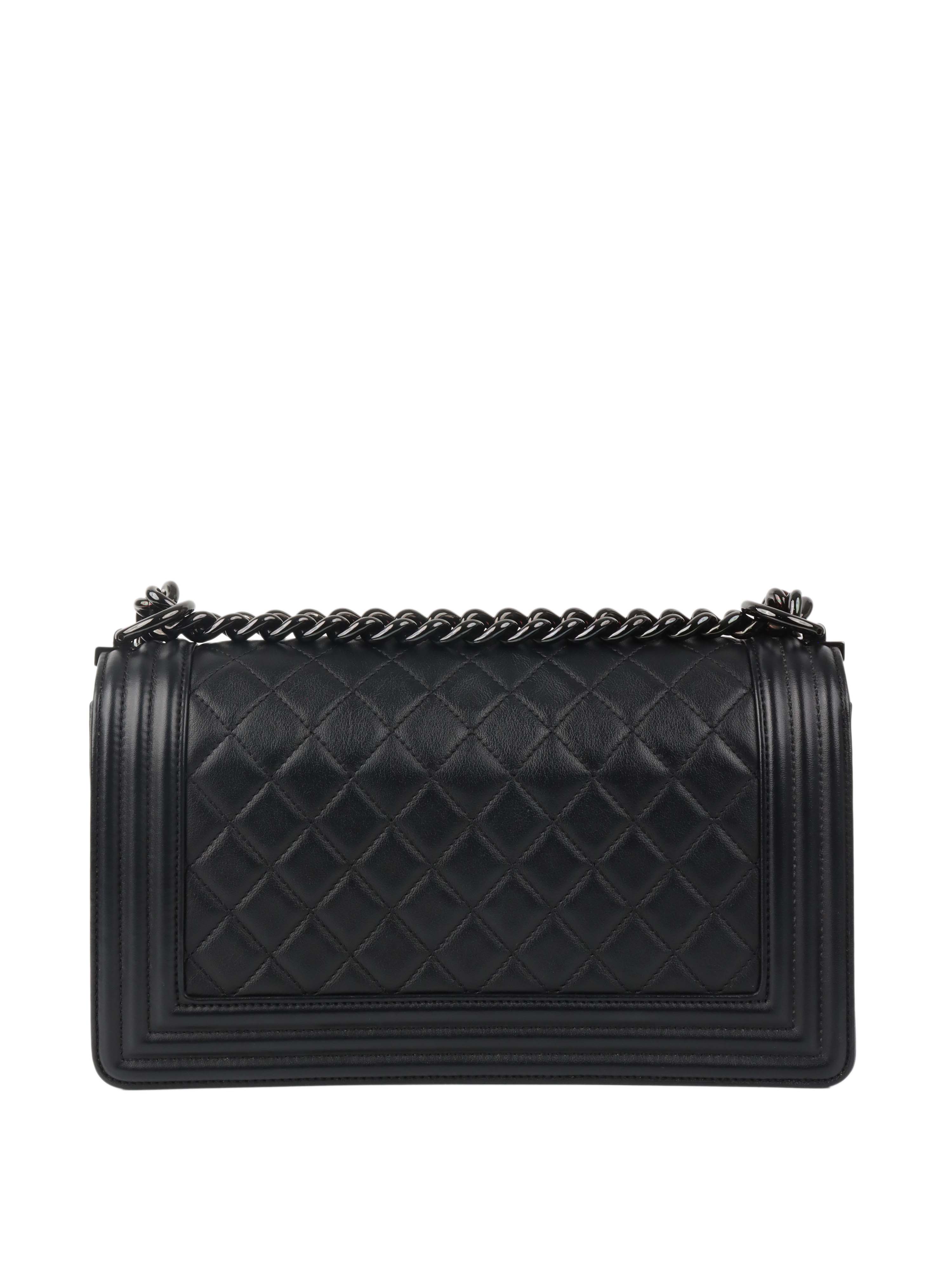 Chanel So Black Medium Lambskin Boy Bag.