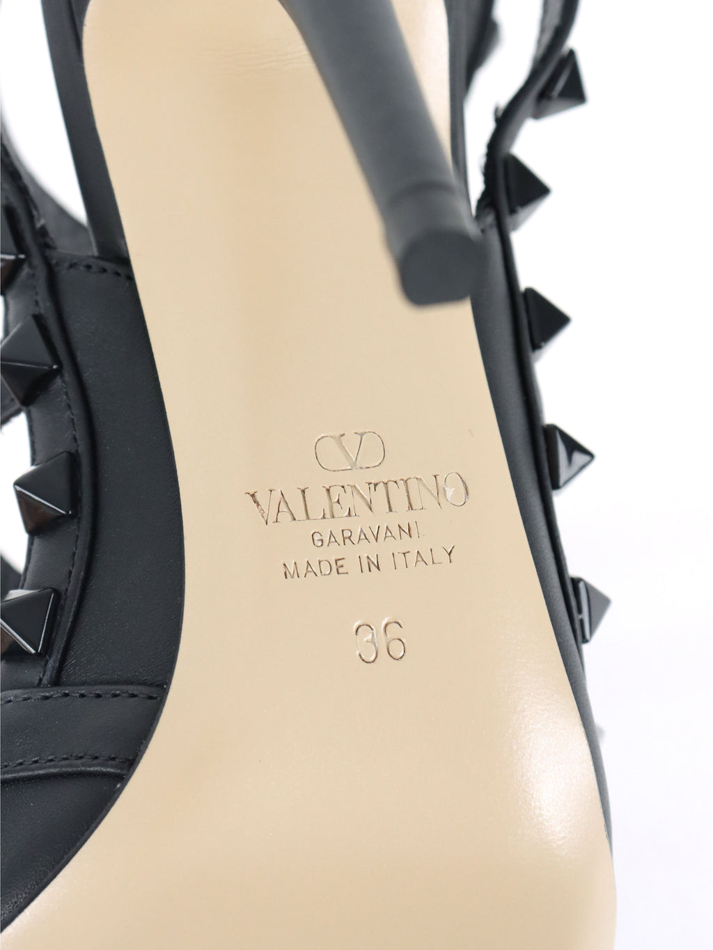 Valentino All Black Rockstud Ankle Strap Pump.