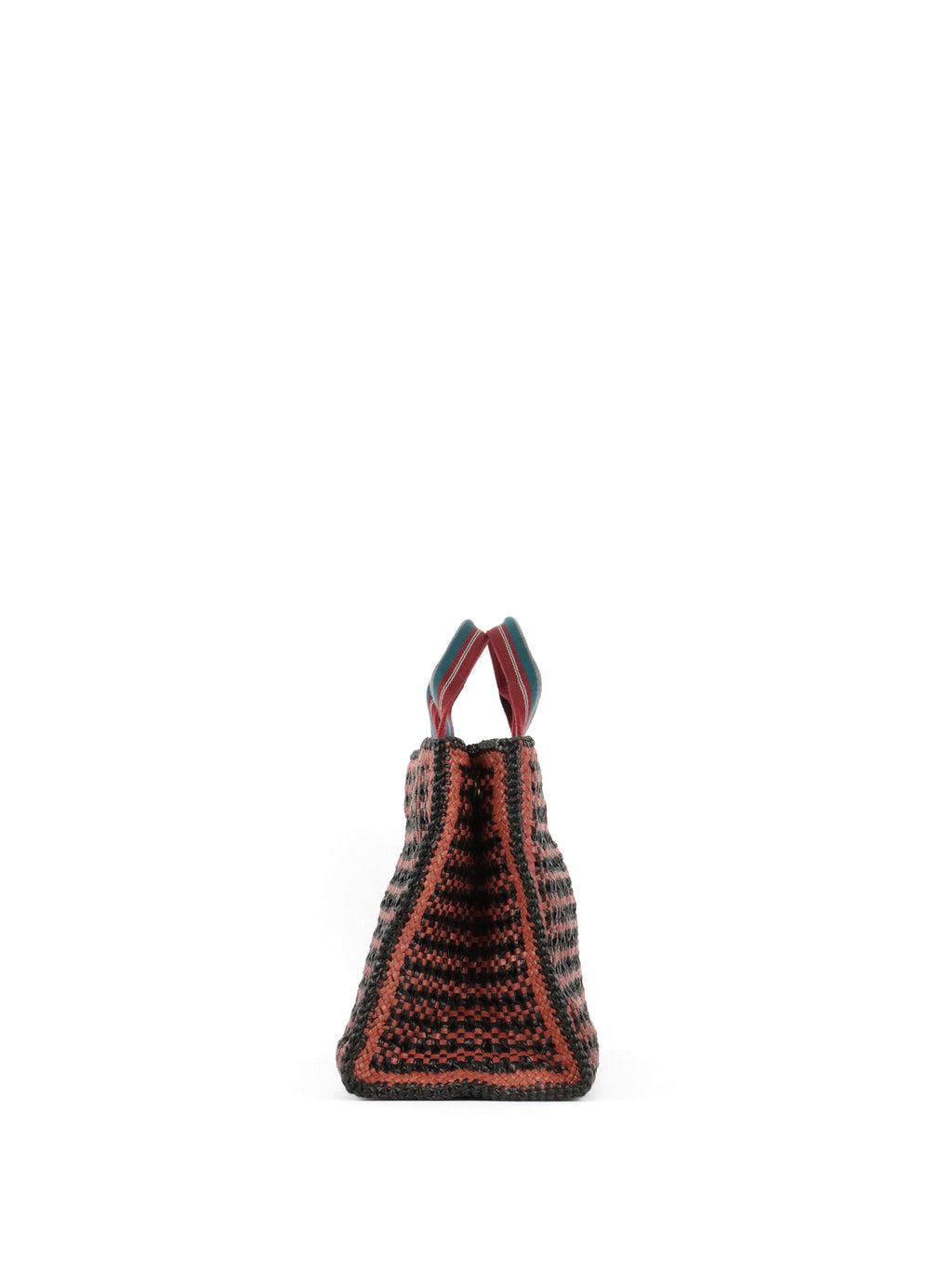 Prada Red/Black Madras Woven Leather Tote Bag