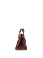 Prada Red/Black Madras Woven Leather Tote Bag