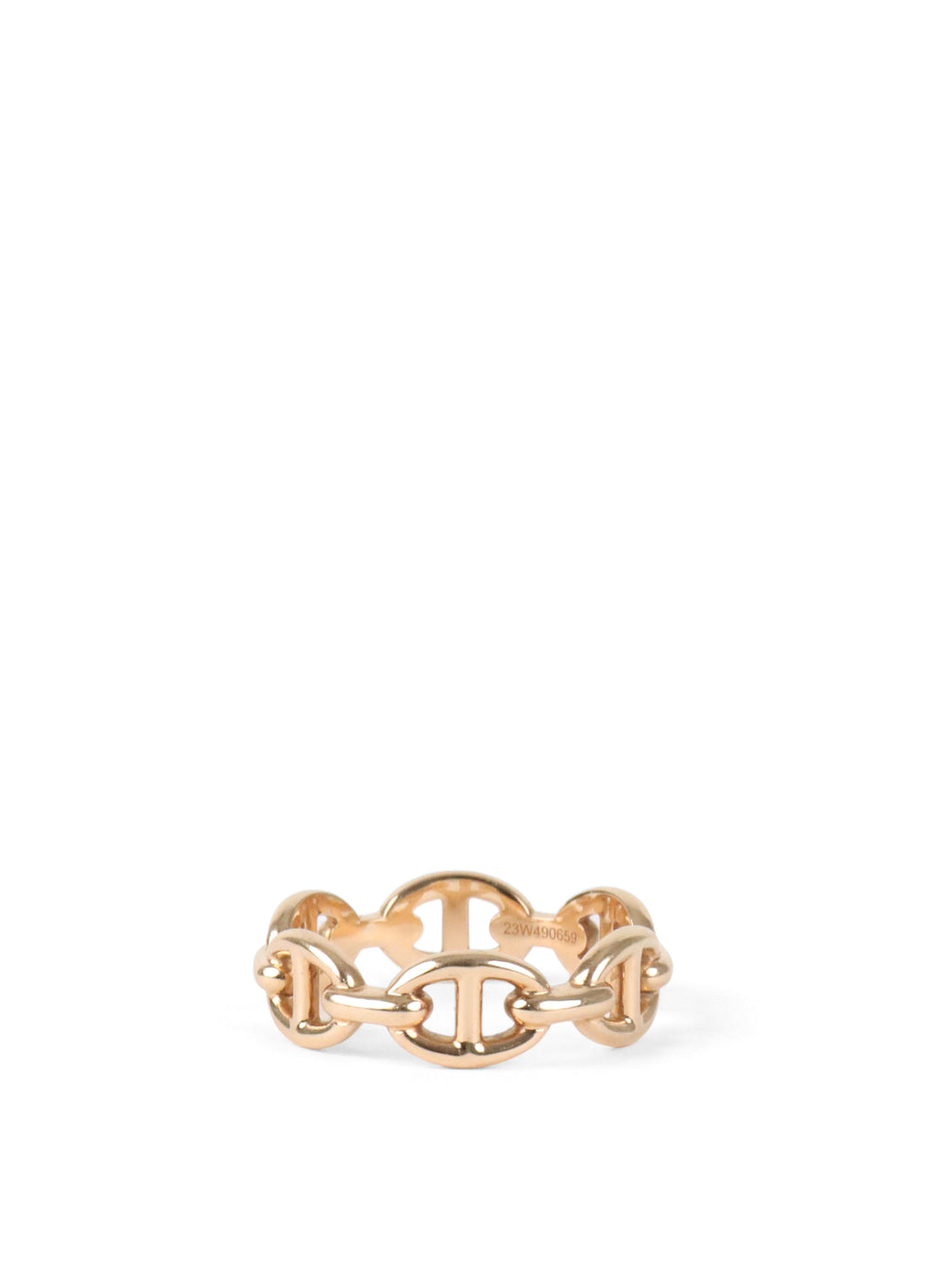 Hermes Rose Gold Chaine D'Ancre Enchainee Ring, Small Model