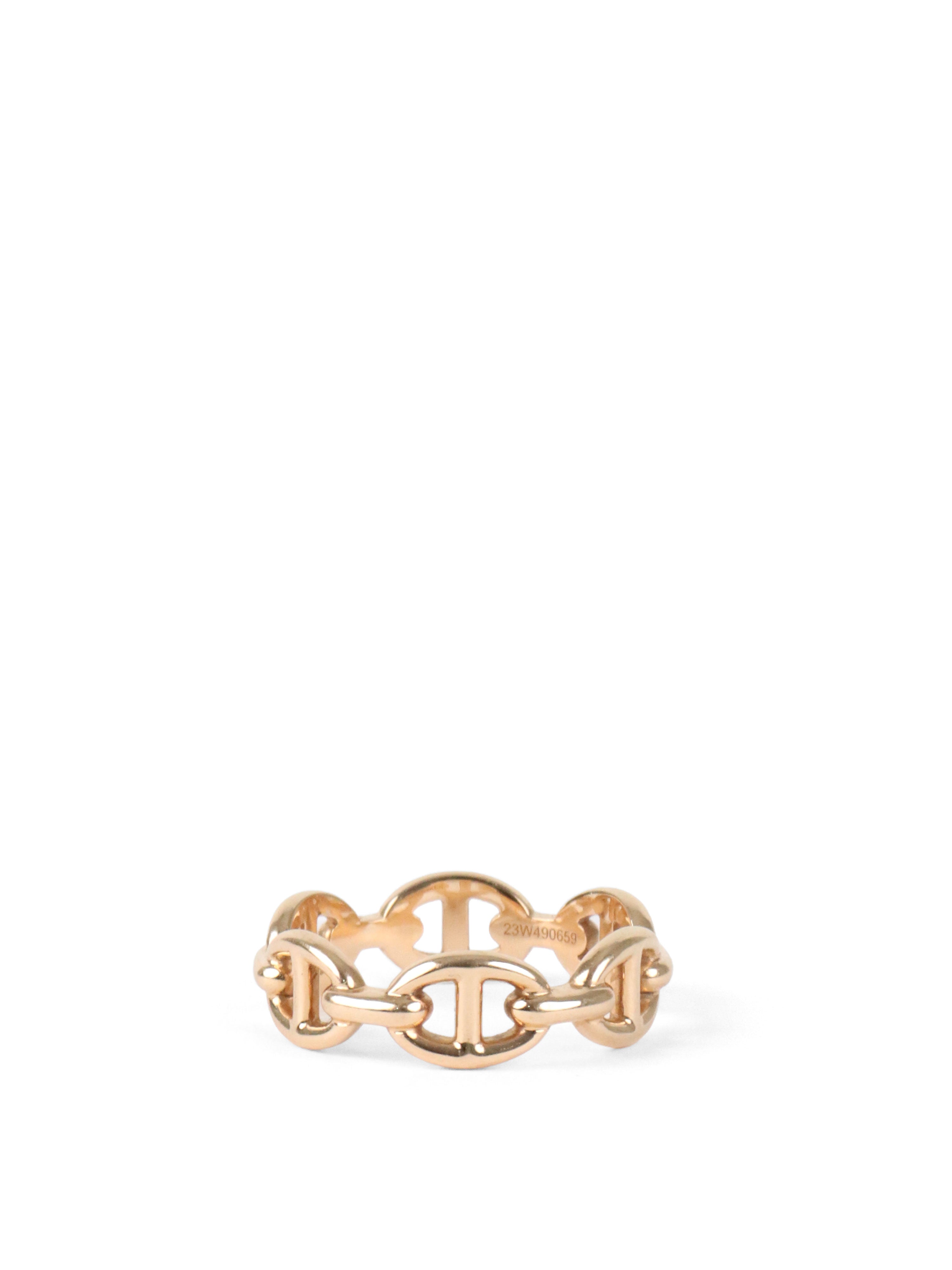 Hermes Rose Gold Chaine D'Ancre Enchainee Ring, Small Model