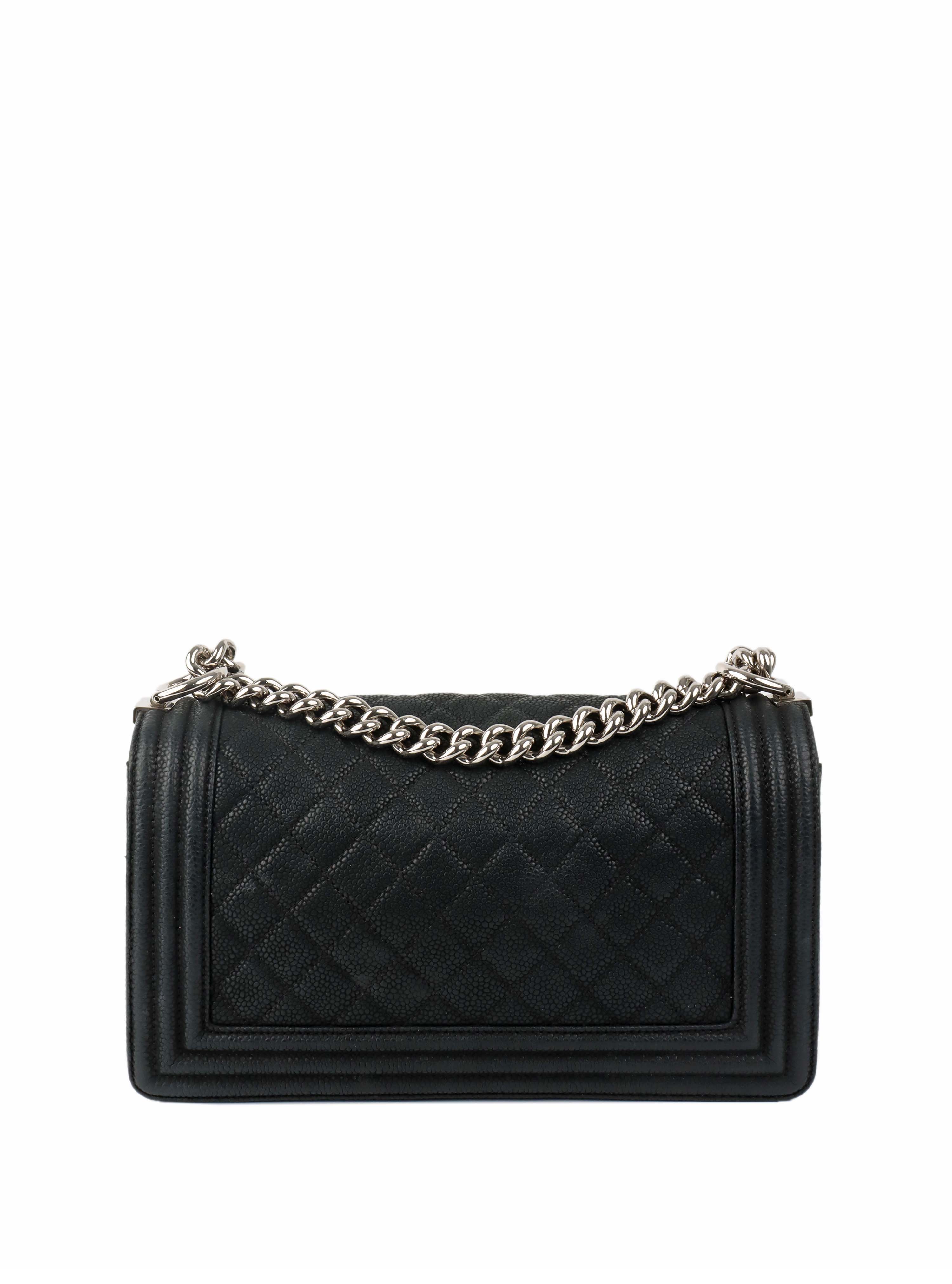 Chanel Black Medium Soft Caviar Boy Bag SHW.