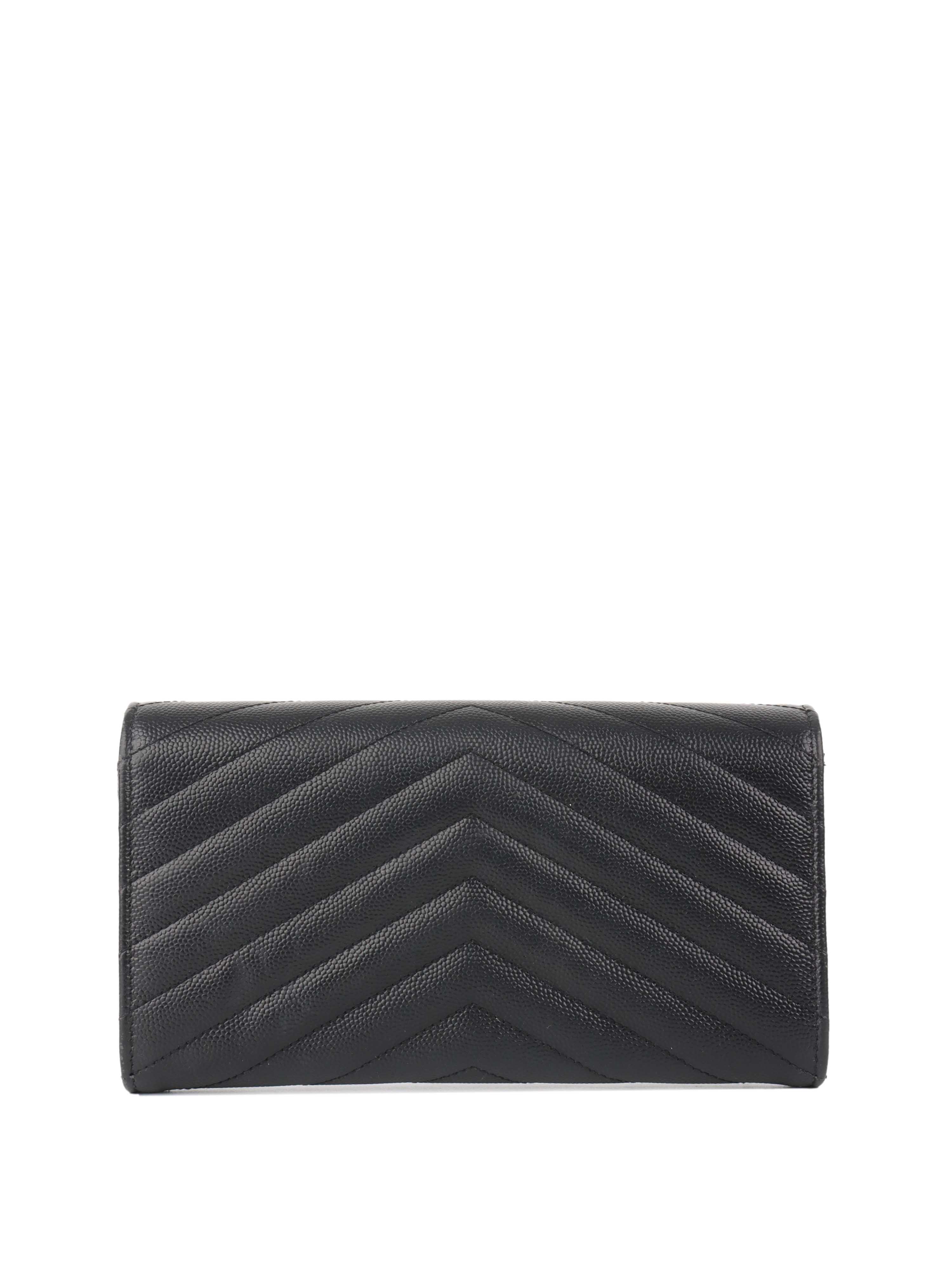 Saint Laurent Large Black Cassandre Wallet.