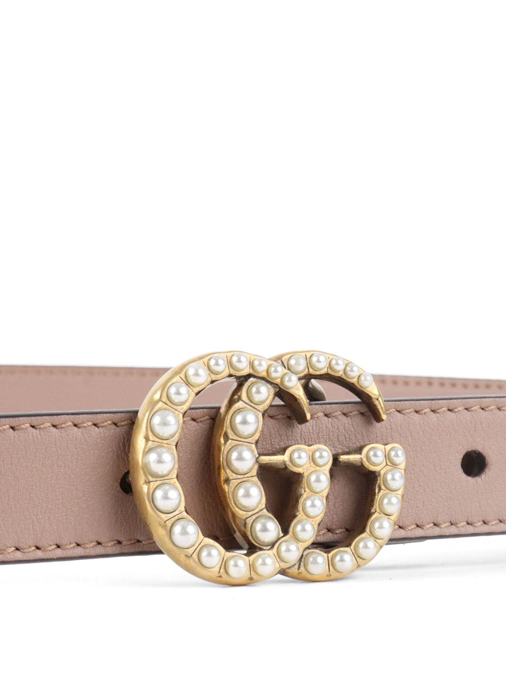 Gucci Beige Resin Pearl GG Marmont Thin Belt Size 90