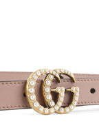 Gucci Beige Resin Pearl GG Marmont Thin Belt Size 90