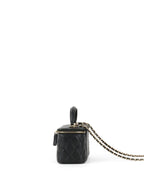 Chanel Black Lambskin Vanity Case with Handle LGHW