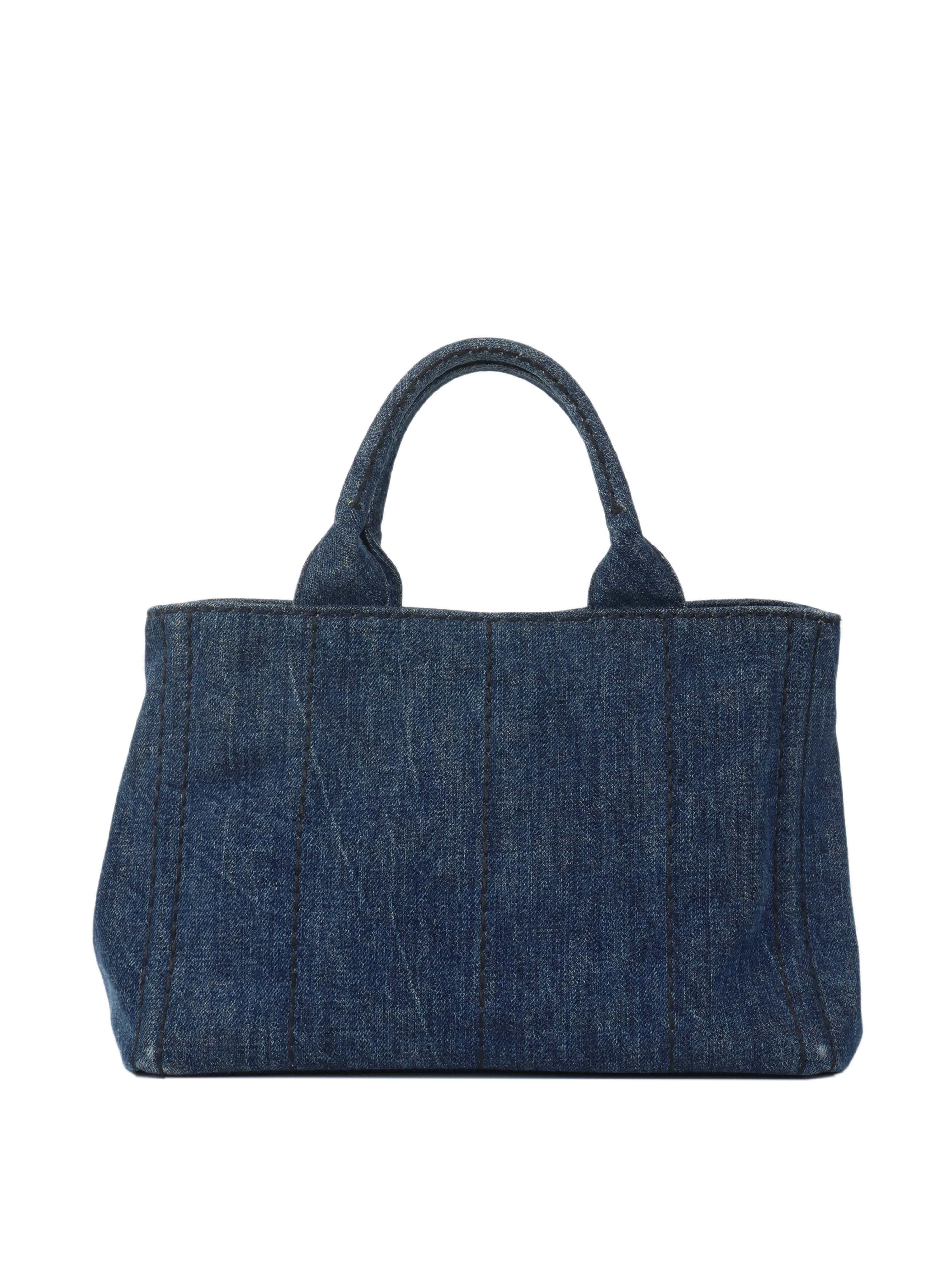 Prada Small Canapa Denim Tote.