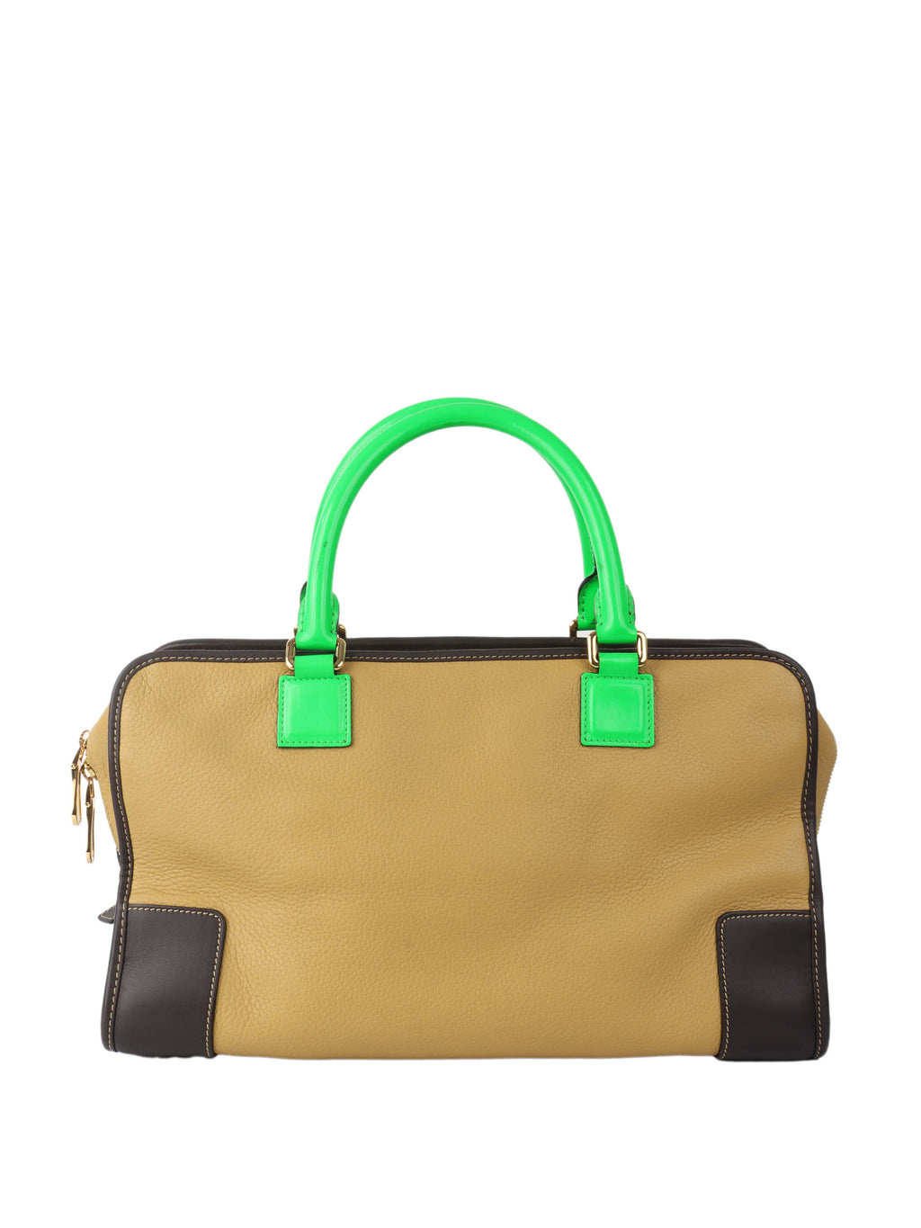Loewe Amazona 36 Brown/beige with Green Top Handle.