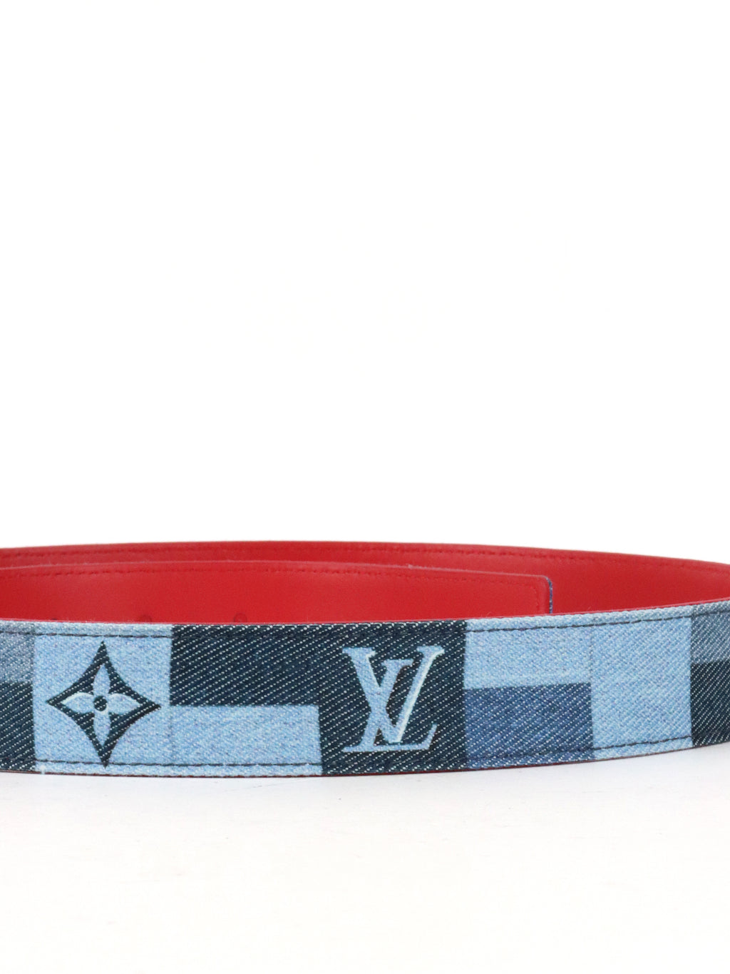 Louis Vuitton Denim LV Iconic Belt Damier & Monogram Patchwork Belt size 90