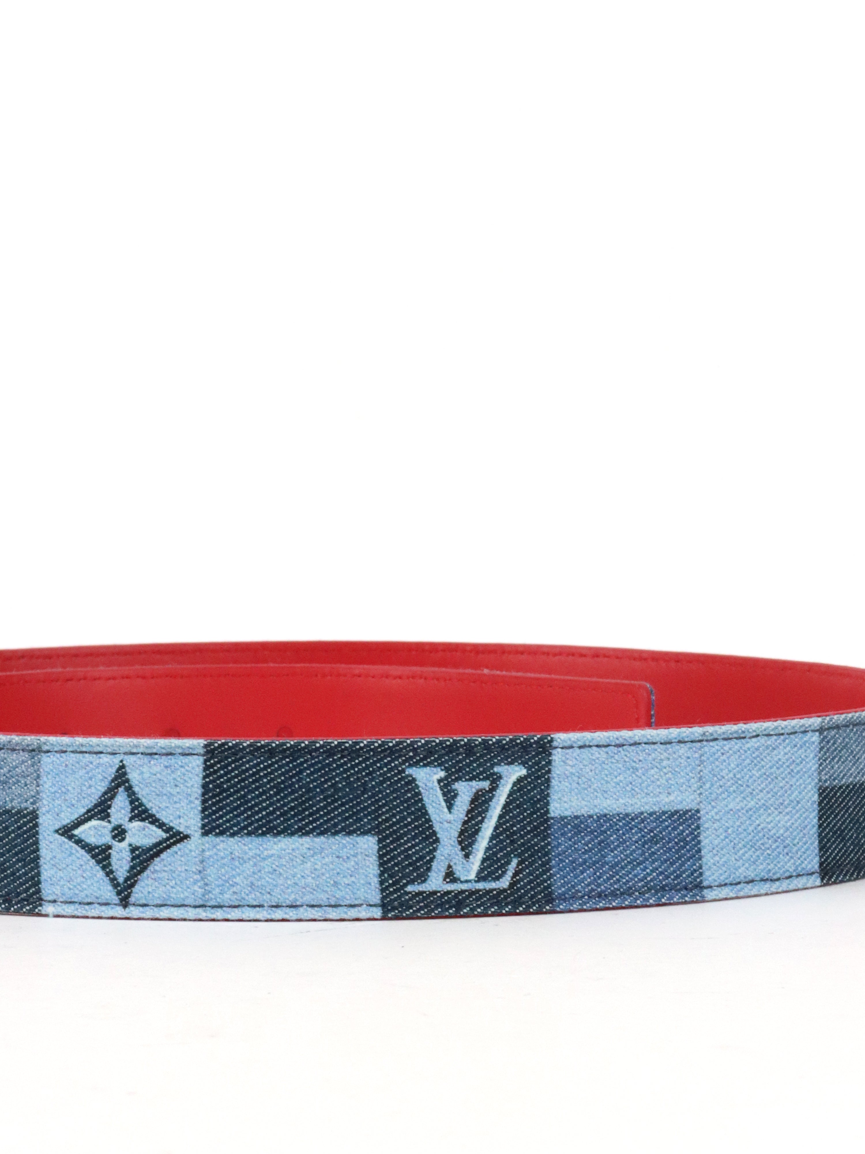 Louis Vuitton Denim LV Iconic Belt Damier & Monogram Patchwork Belt size 90