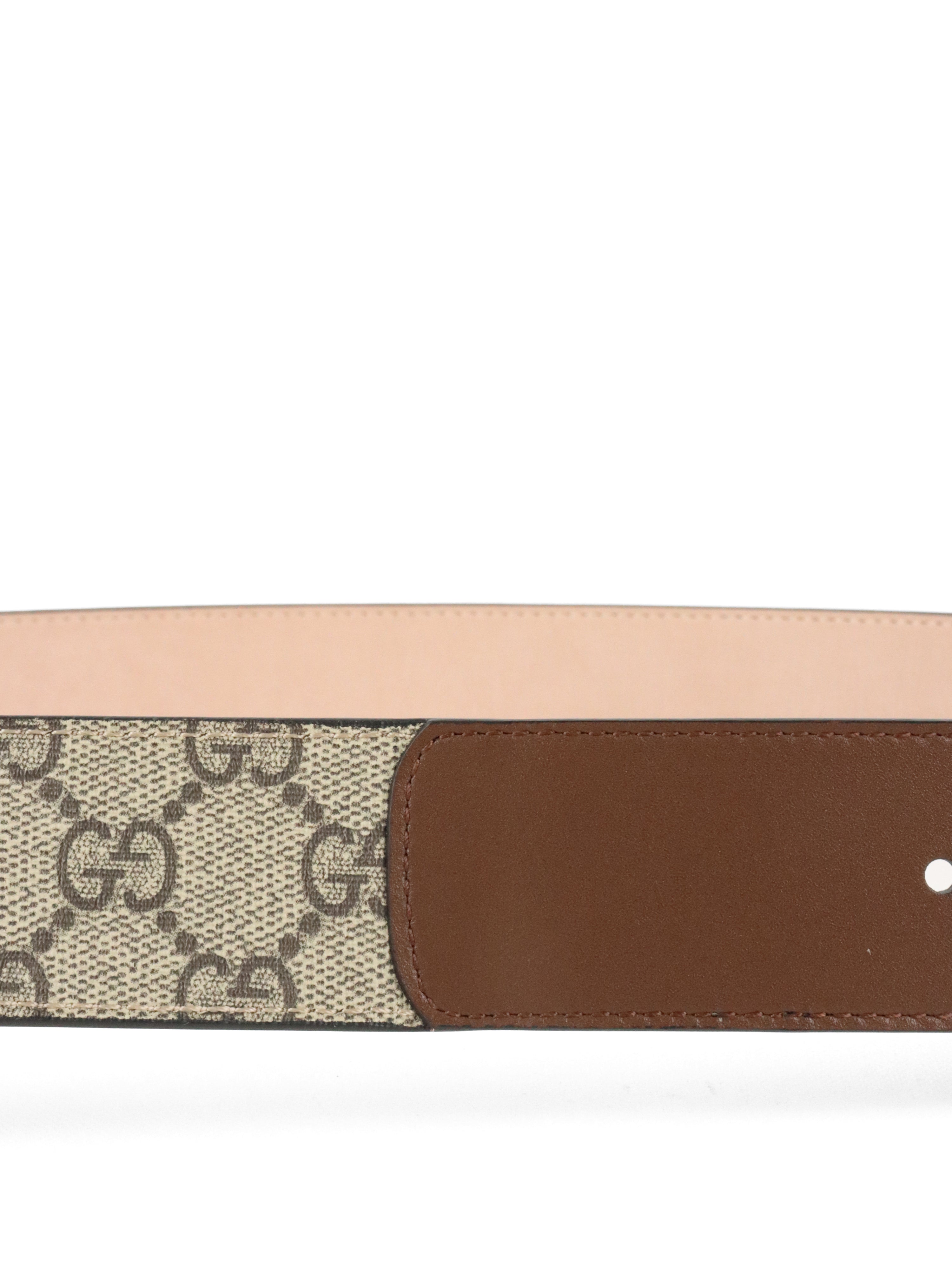Gucci Ebony & Brown Leather GG Marmont Buckle Belt