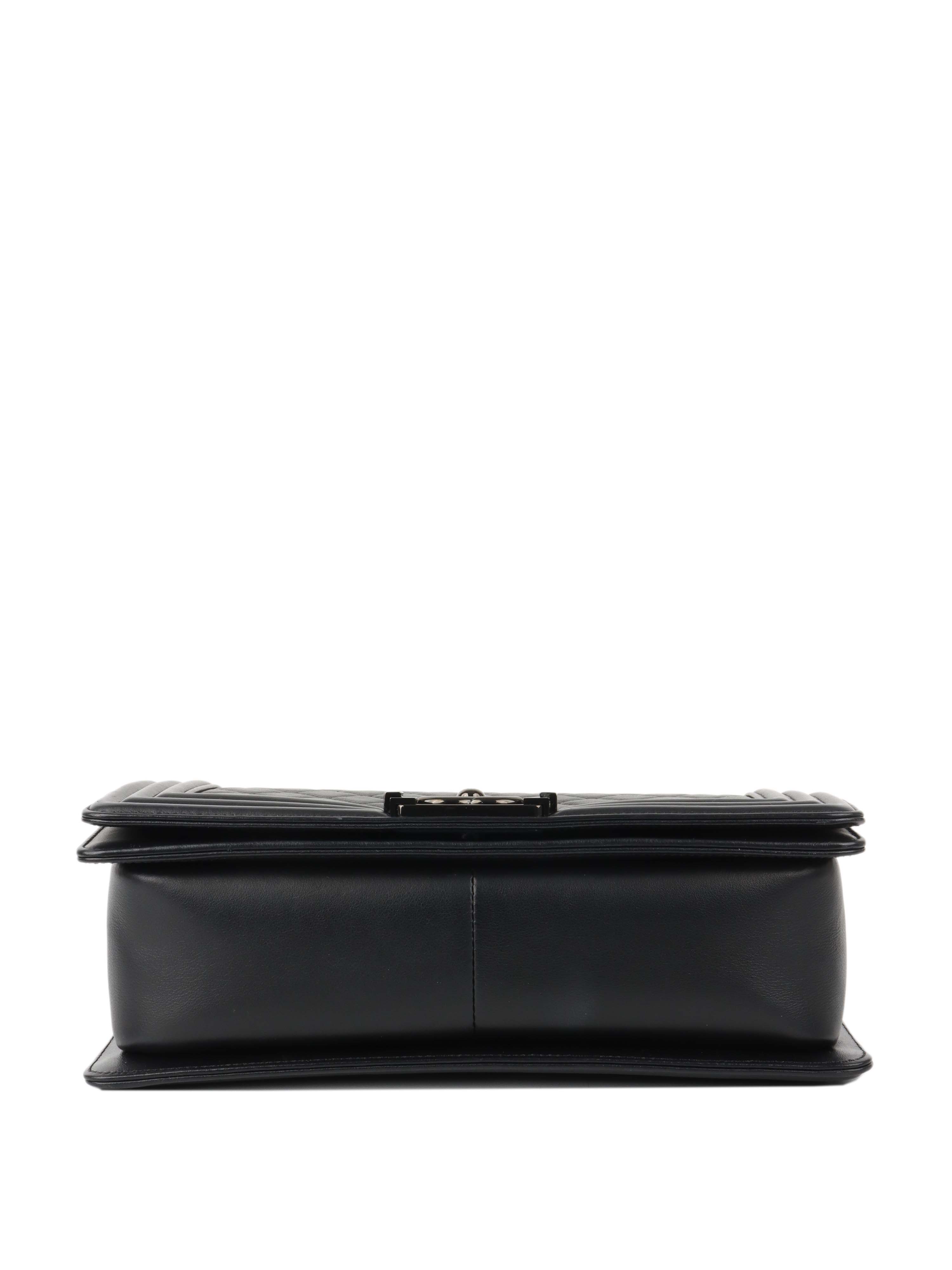 Chanel So Black Medium Lambskin Boy Bag.