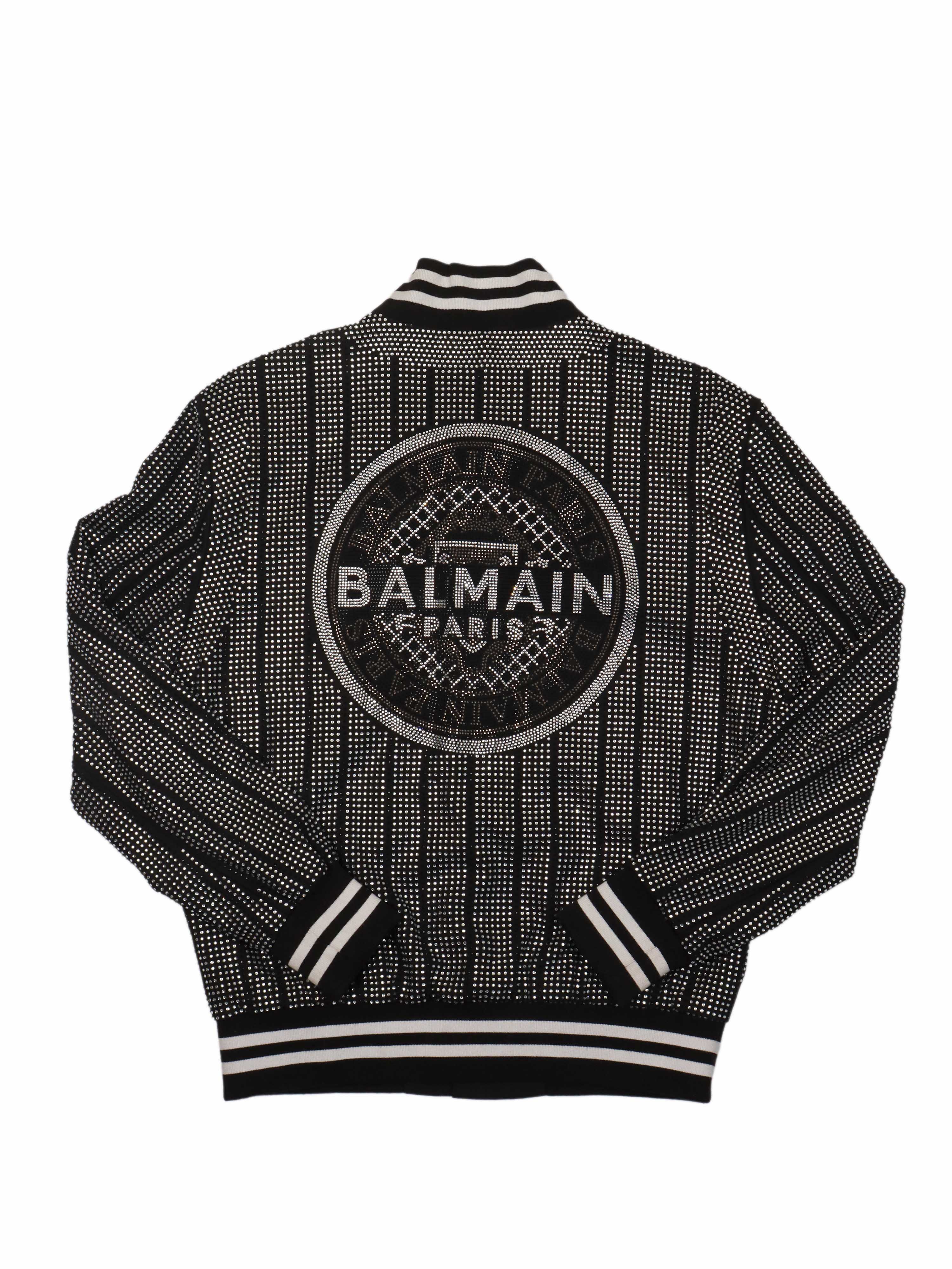 Balmain 1946 Strass Striped Bomber Jacket.