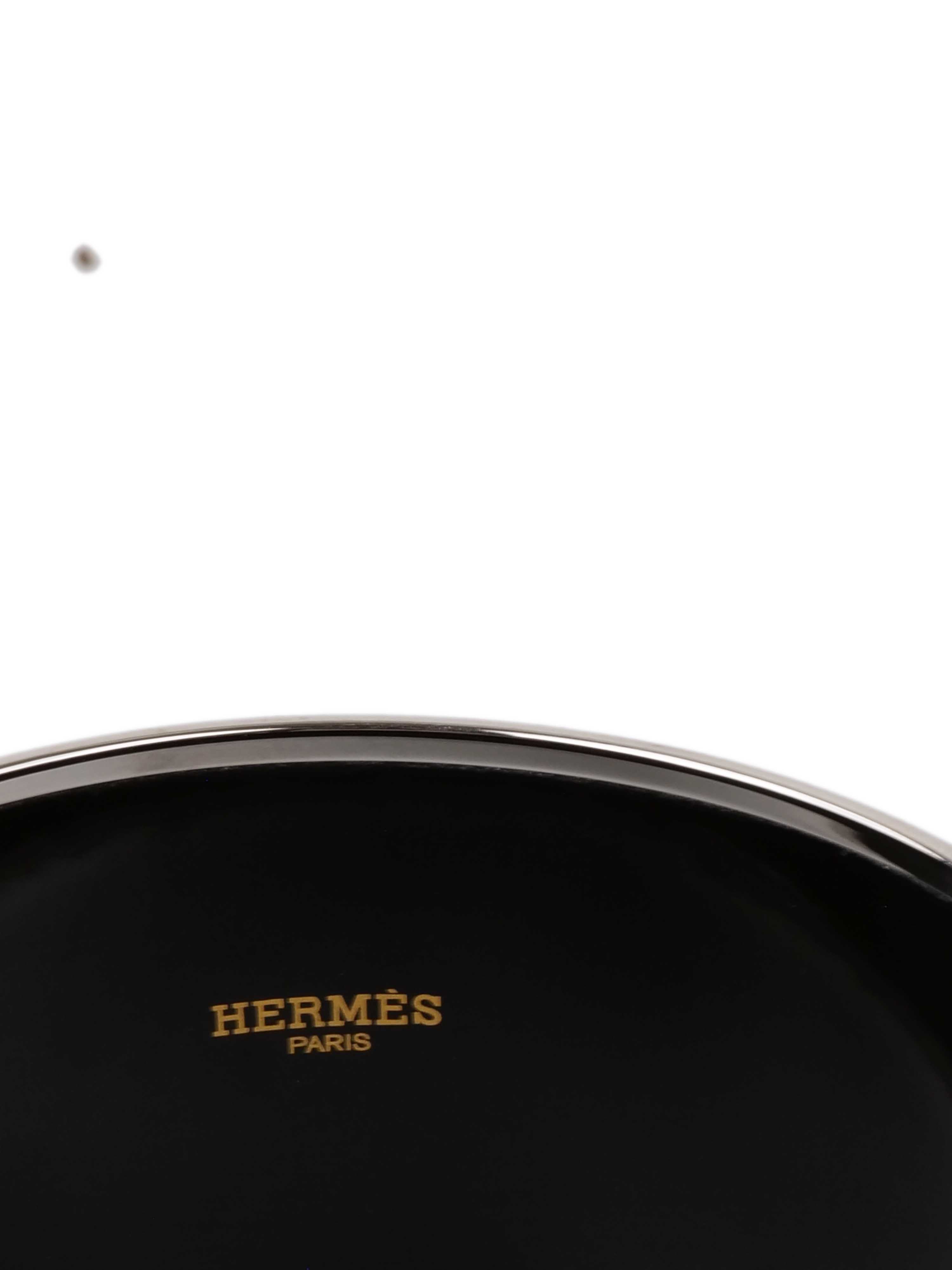 Hermes Black with Horse Design Extra Wide Bangle.