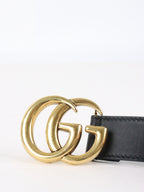 Gucci Black GG Marmont Belt GHW