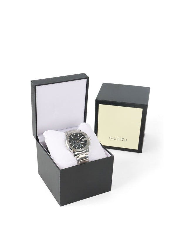 Gucci Black Dial G-Chrono Steel Watch 44mm