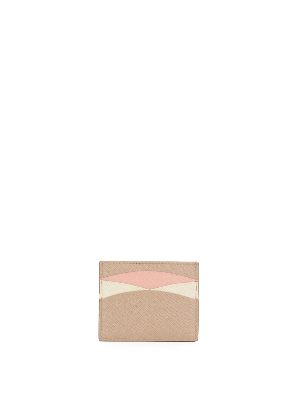 Prada Saffiano Leather Beige/ Pink Card Holder