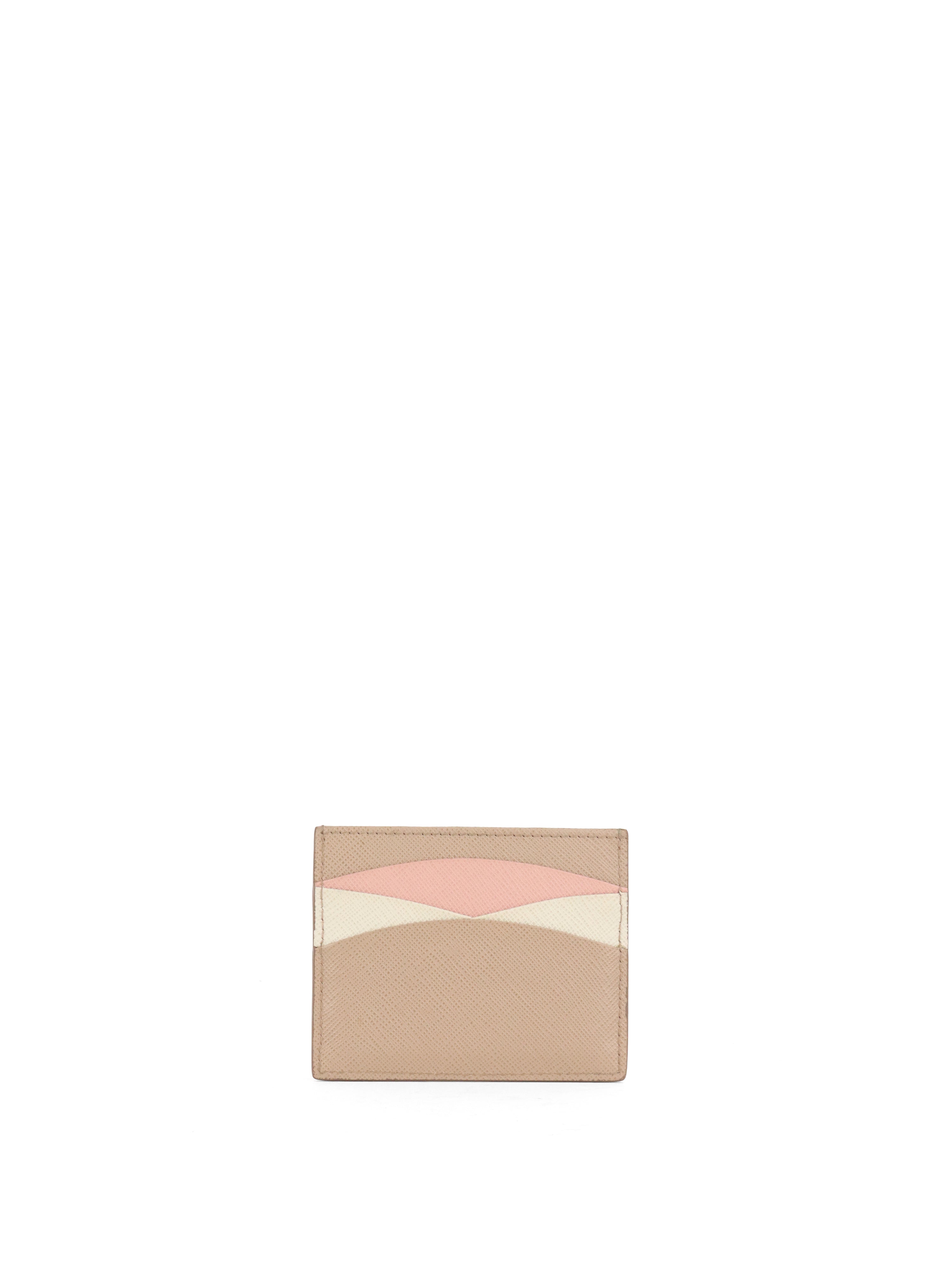 Prada Saffiano Leather Beige/ Pink Card Holder