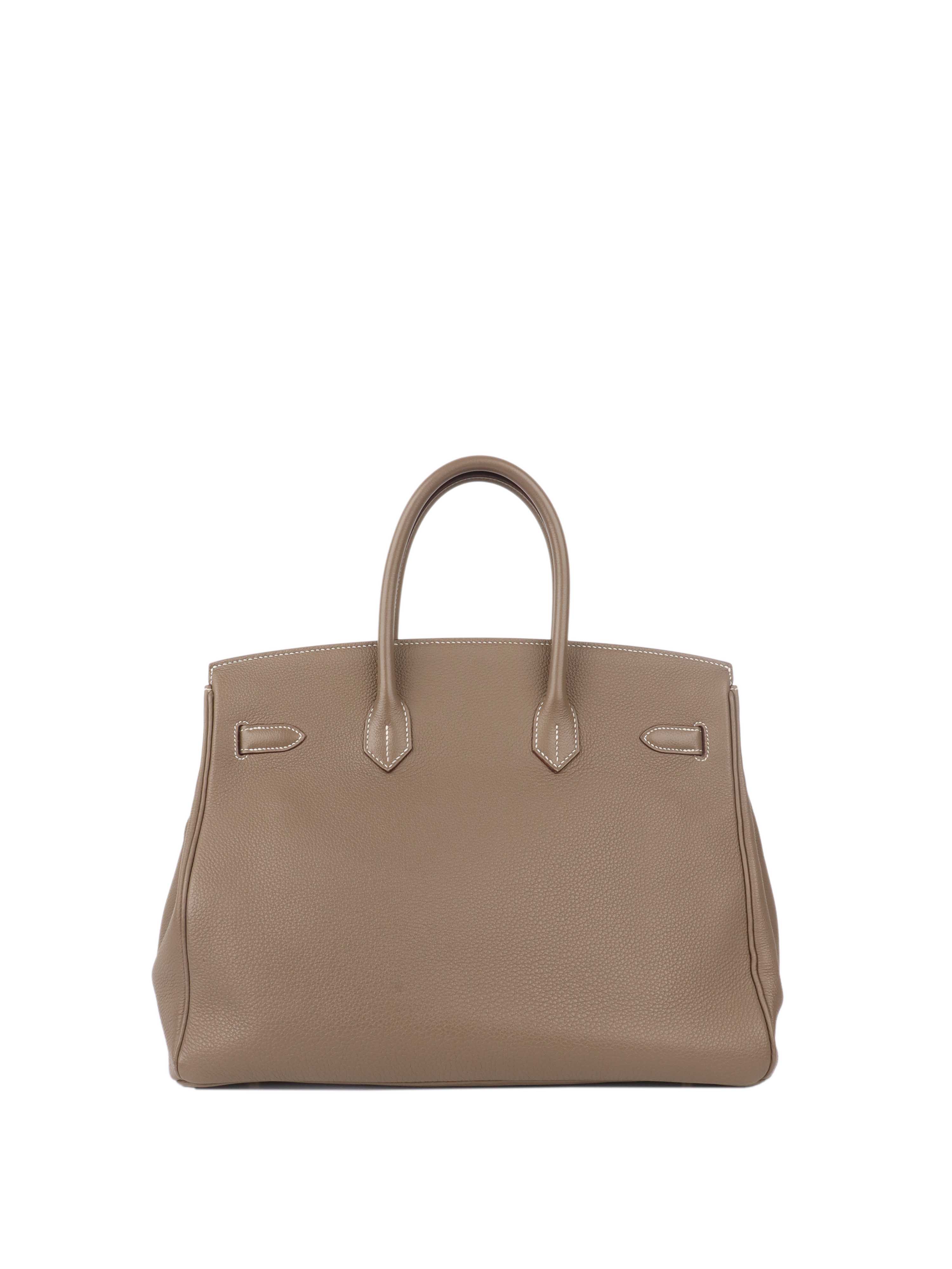 Hermes Etoupe Birkin 35 in Togo Leather GHW.