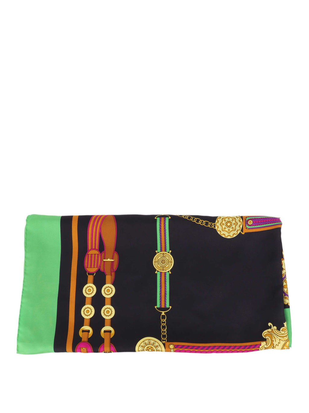 Celine Green & Belt Motif Silk Scarf.