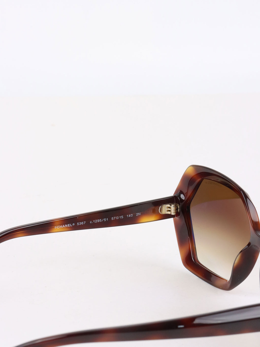 Chanel Brown Tortoise Hexagonal Gradient Sunglasses