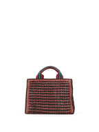 Prada Red/Black Madras Woven Leather Tote Bag