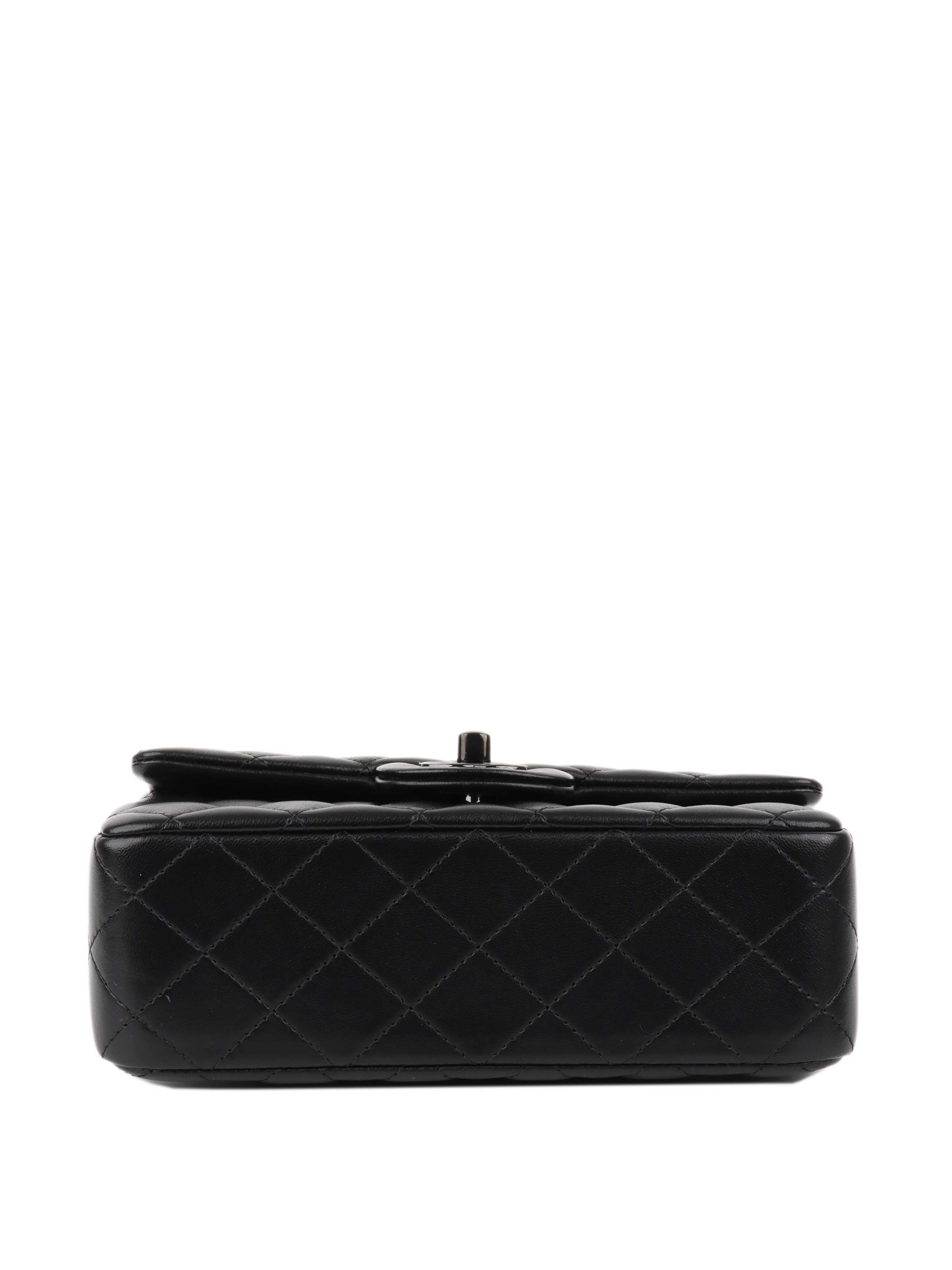 Chanel All Black Rectangular Classic Flap with Handle.