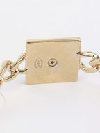 Chanel Crystal Square Chain Hoop Earrings.