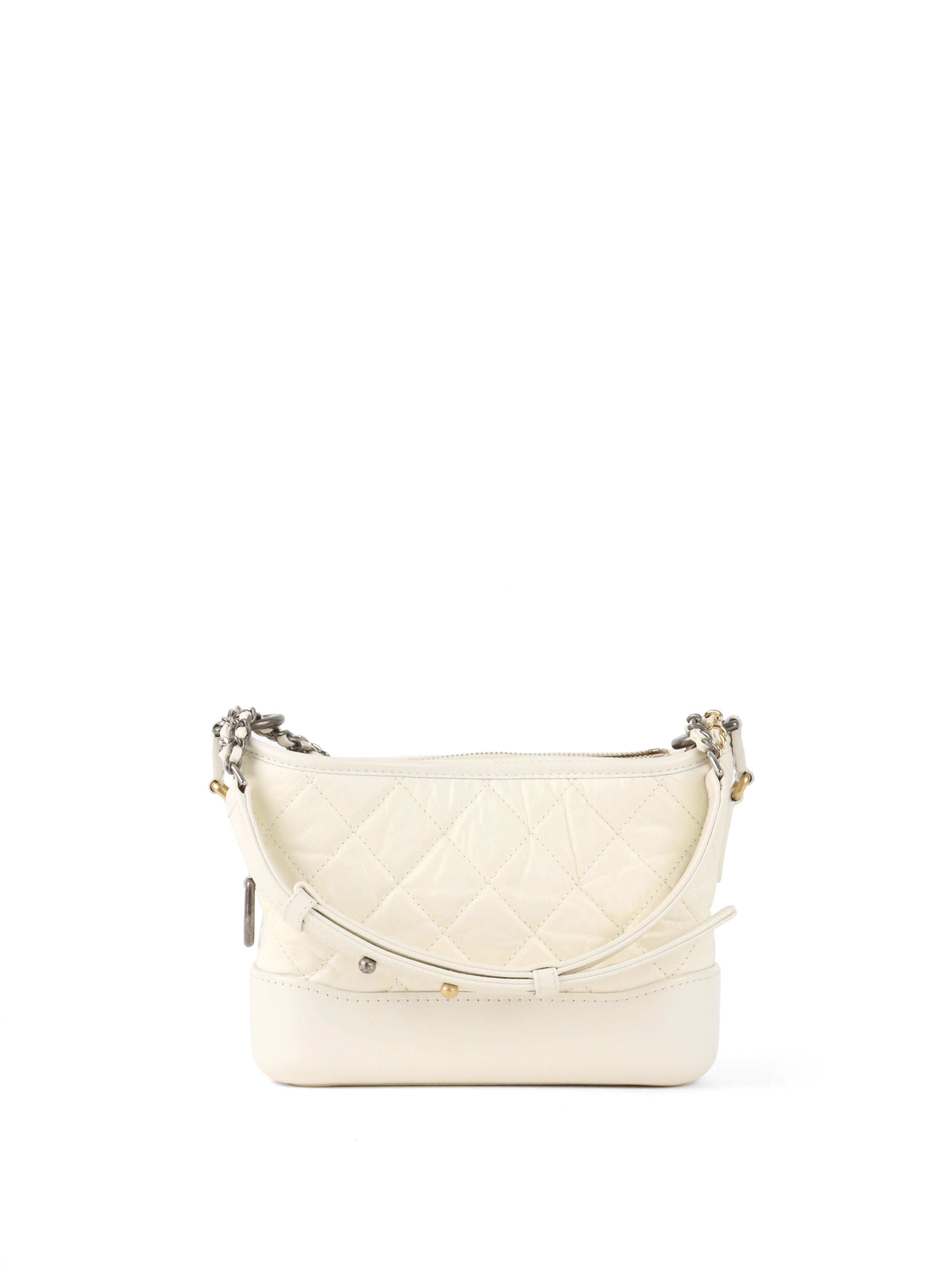 Chanel Small All White Aged Calfskin Gabrielle Bag