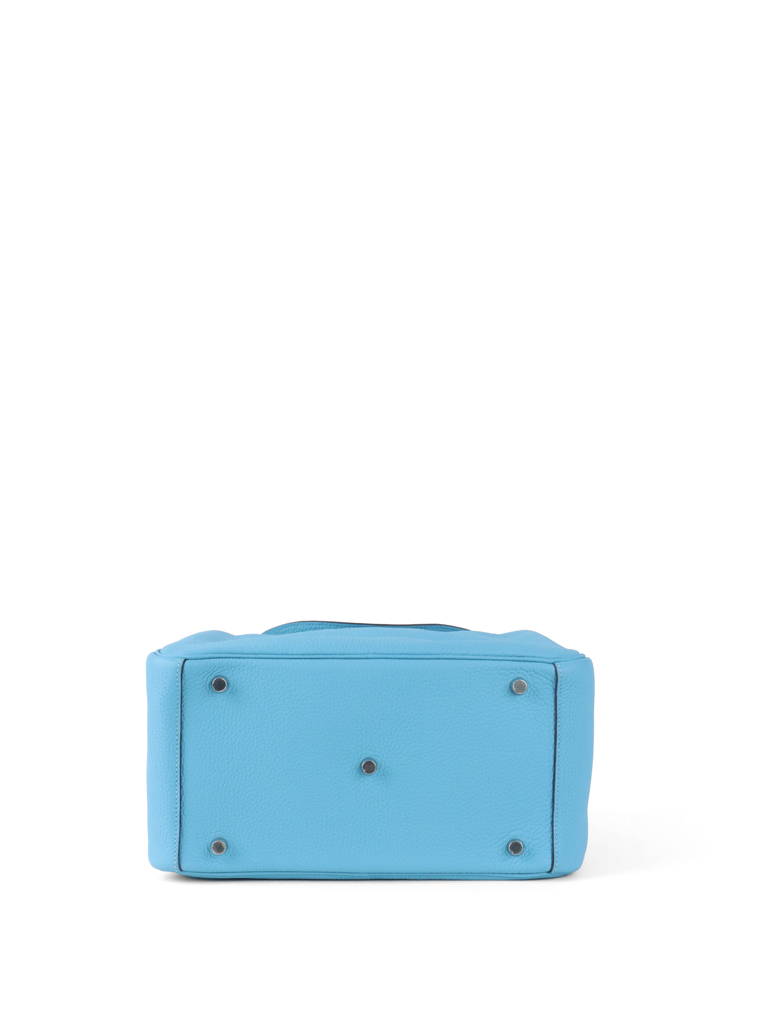 Hermes Lindy 30 P3 Bleu du Nord Clemence Leather Stamp D