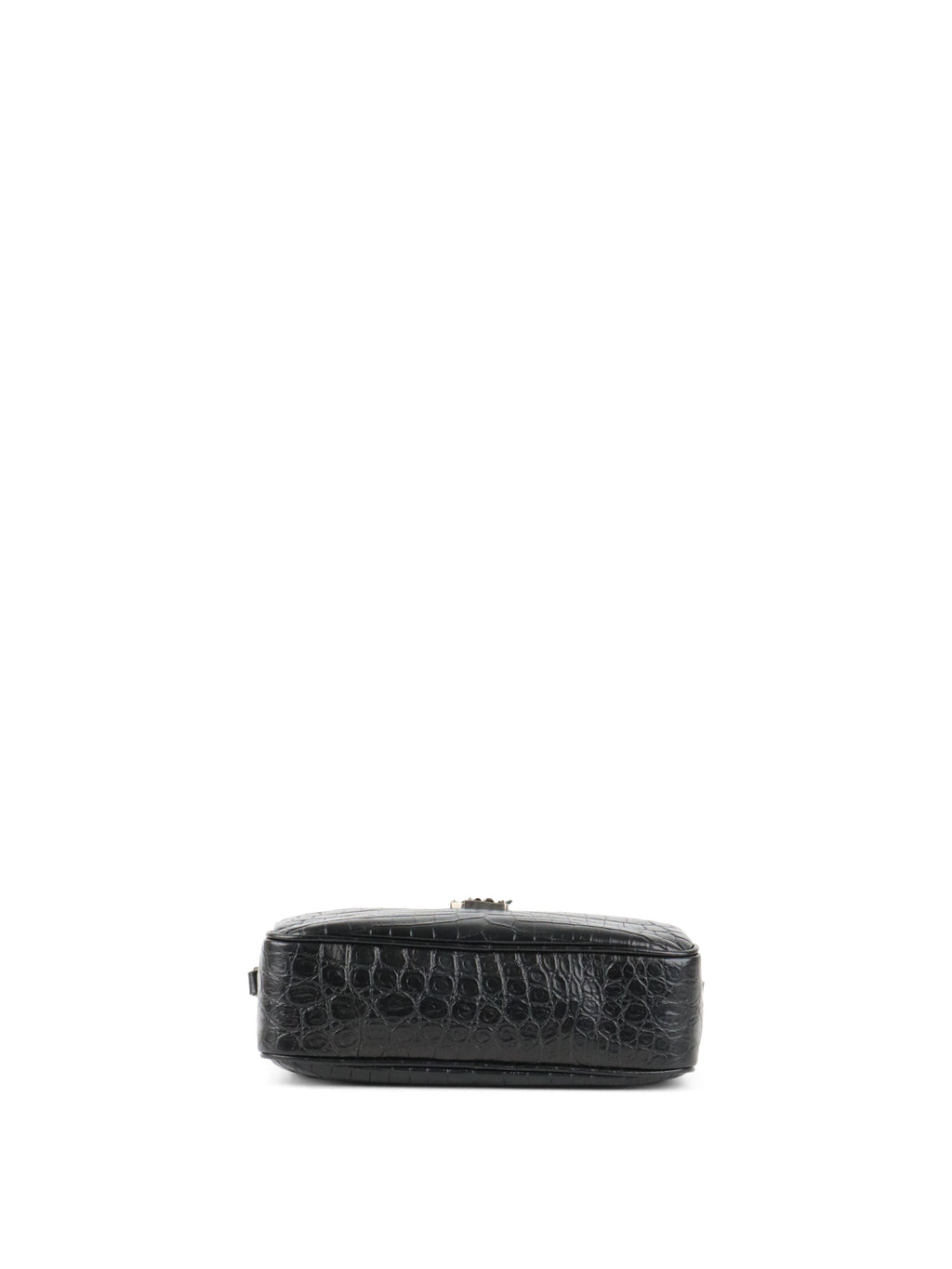 Saint Laurent Black Croc Embossed Camera Lou Bag