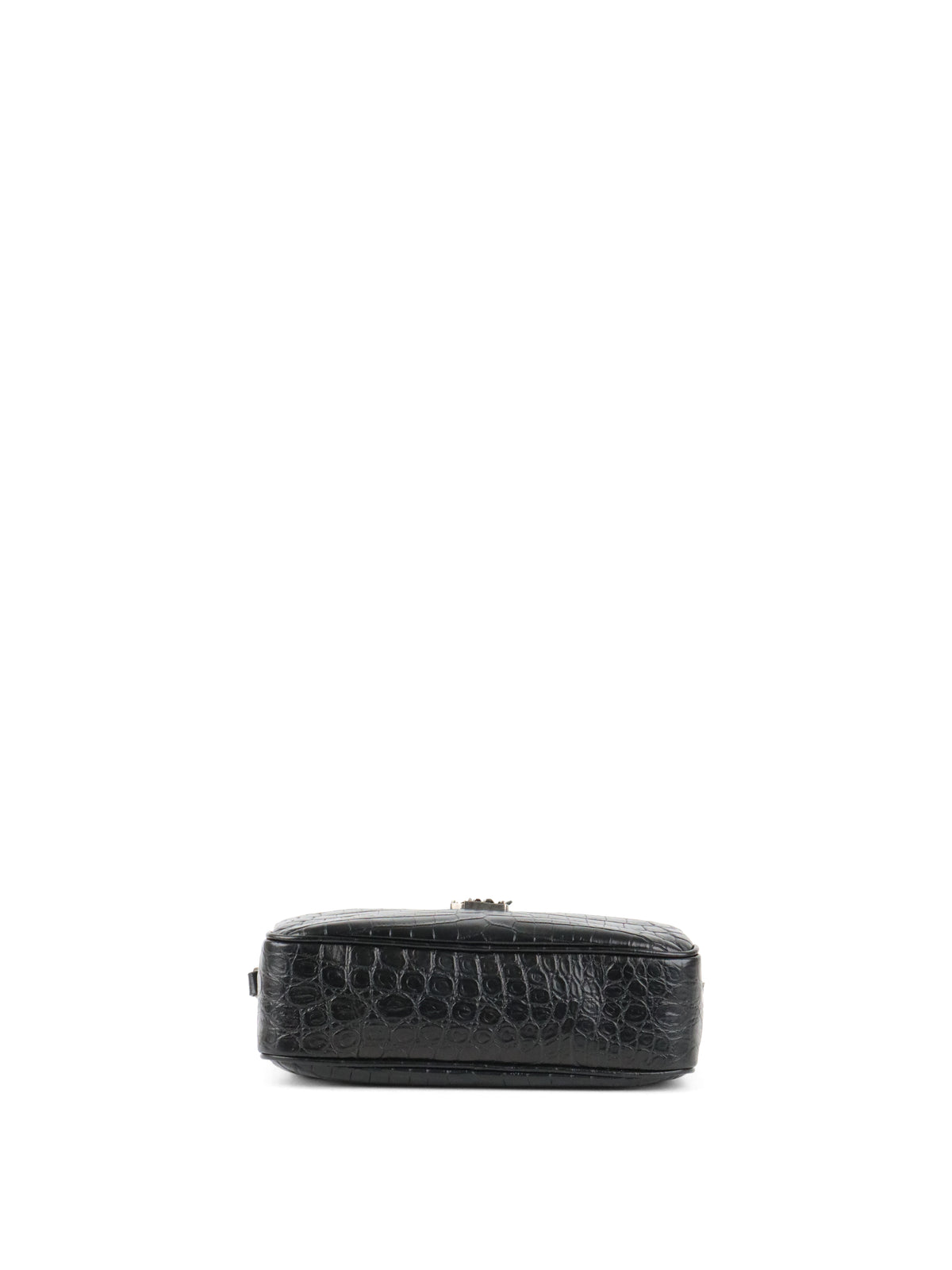 Saint Laurent Black Croc Embossed Camera Lou Bag