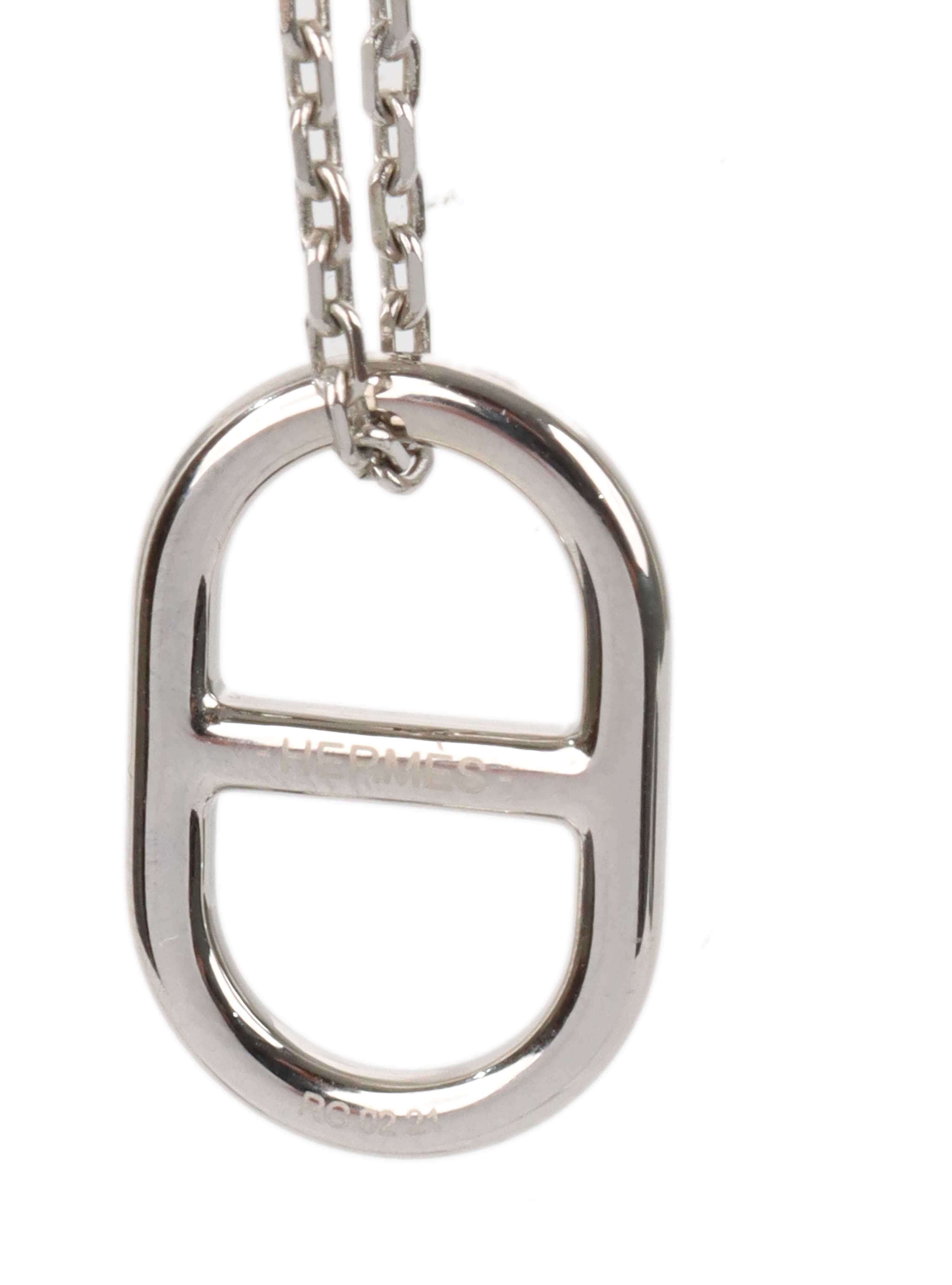 Hermes Silver and Pink  O'Maillon Pendant Necklace