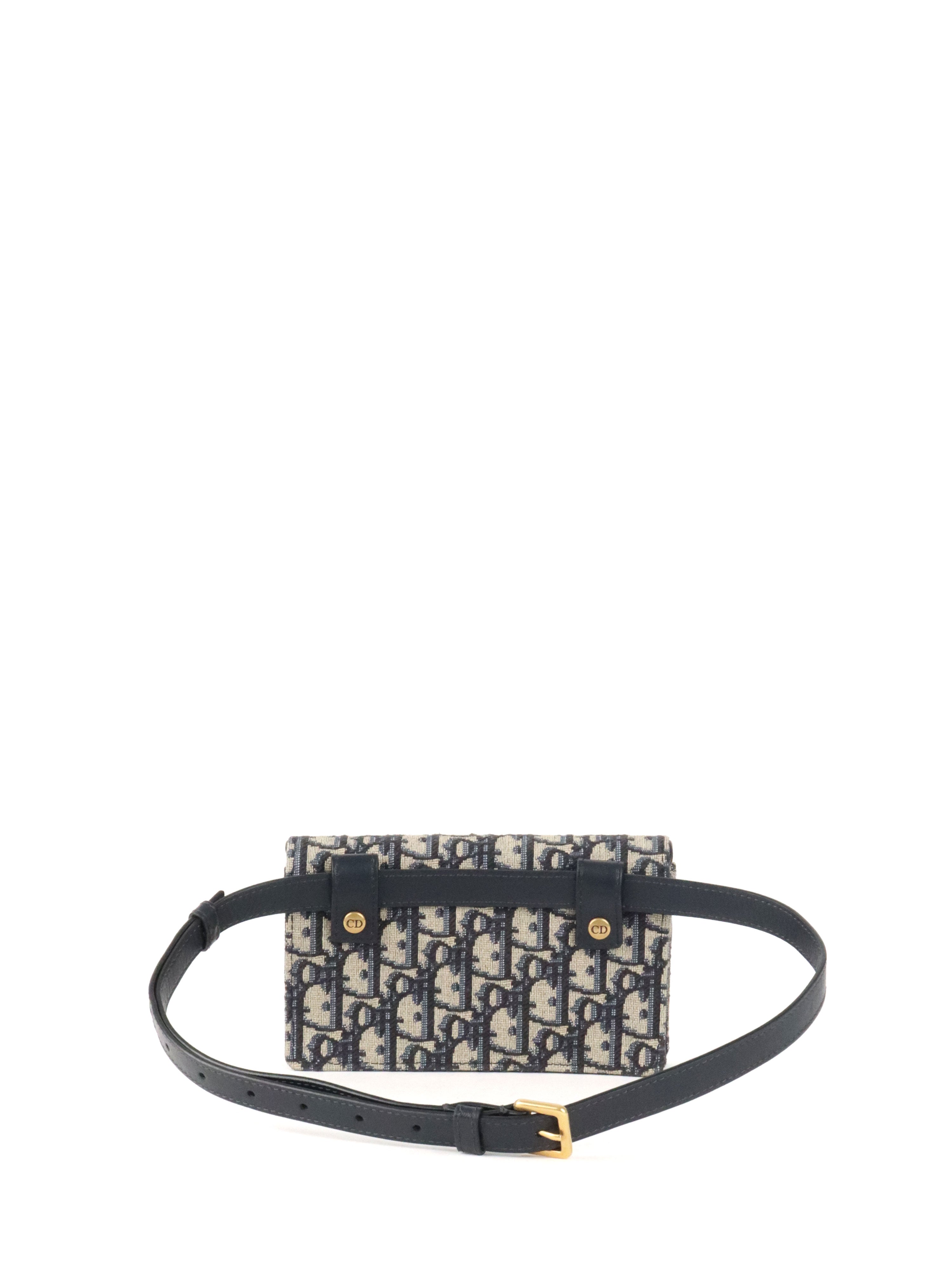 Dior Navy Oblique Saddle Belt Bag