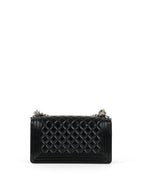 Chanel Black Crinkled Patent with Diamond Quilted Lock Medium Boy Bag